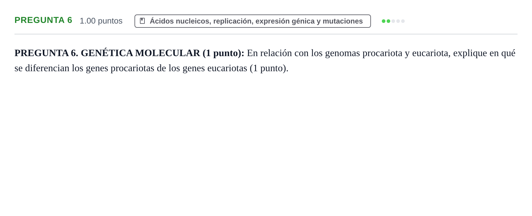 Enunciado: PREGUNTA 6 · Biología PAU Murcia Ordinaria 2025