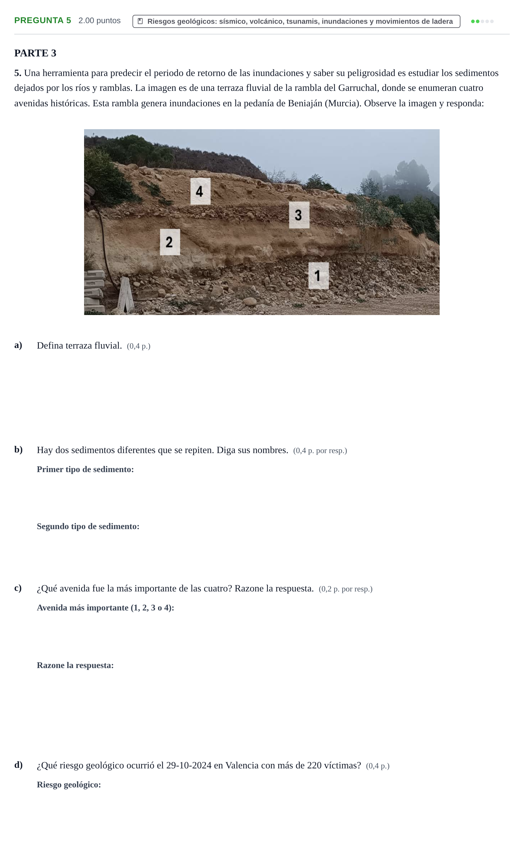 Enunciado: Pregunta 5 · Geología y Ciencias Ambientales PAU Murcia Ordinaria 2025