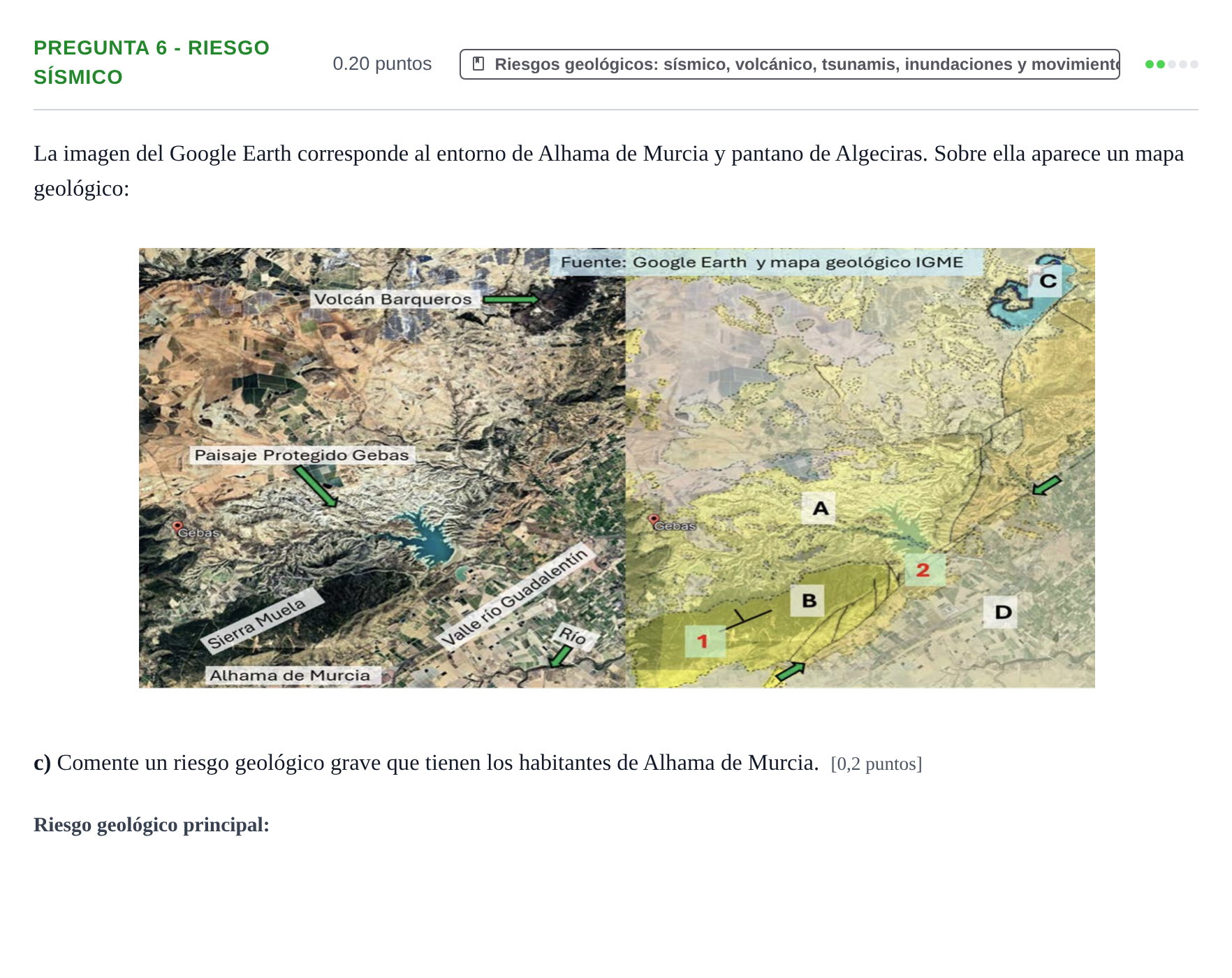 Enunciado: Pregunta 6 - Riesgo sísmico · Geología y Ciencias Ambientales PAU Murcia Ordinaria 2025