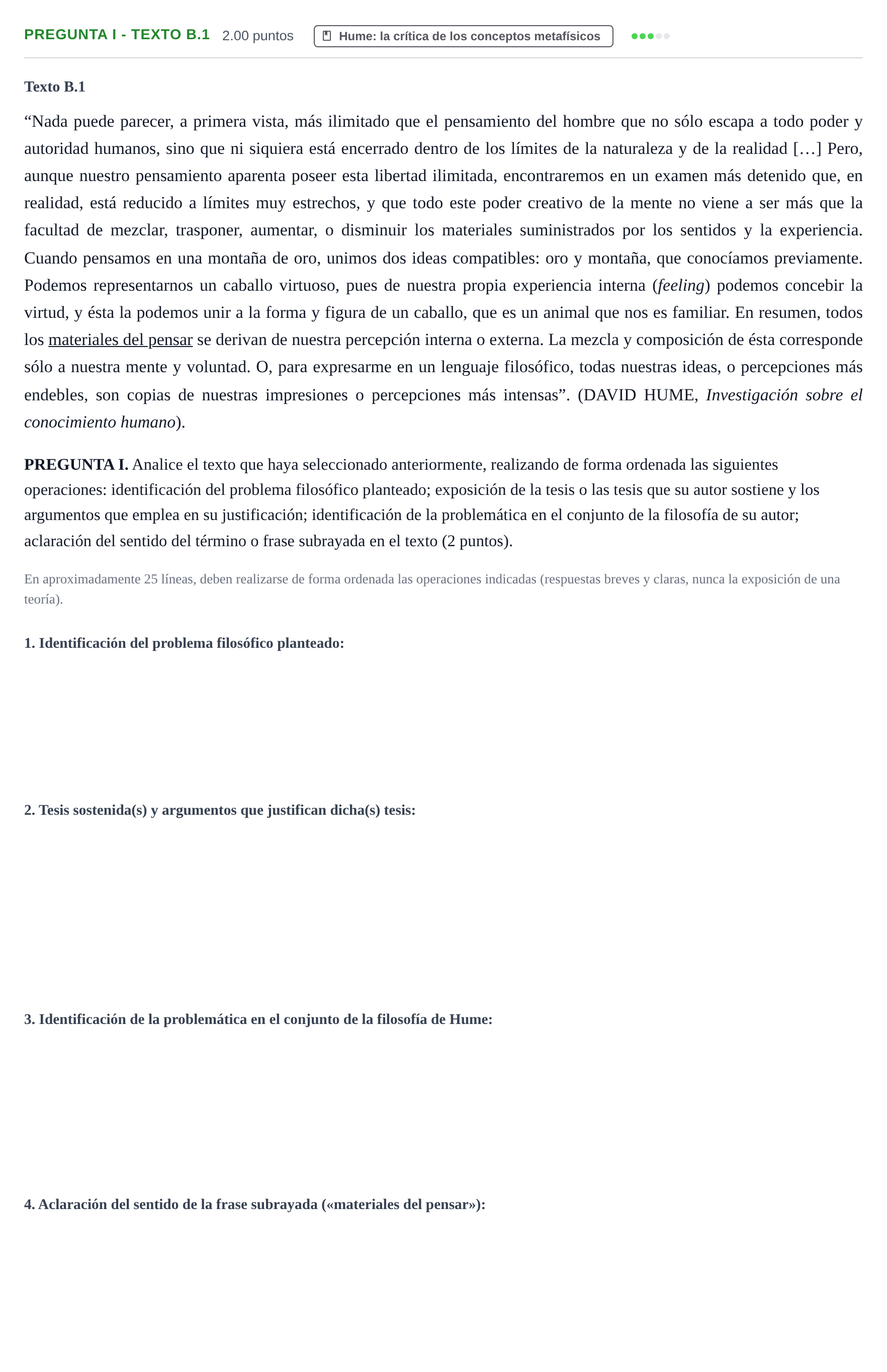 Enunciado: Pregunta I - Texto B.1 · Historia de la Filosofía PAU Murcia Ordinaria 2025