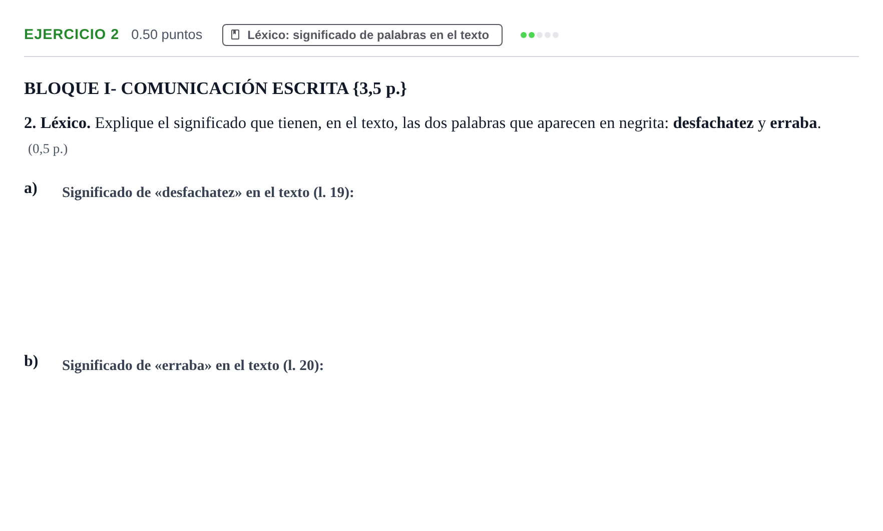 Enunciado: Problema 2 · Lengua Castellana y Literatura II PAU Murcia Ordinaria 2025