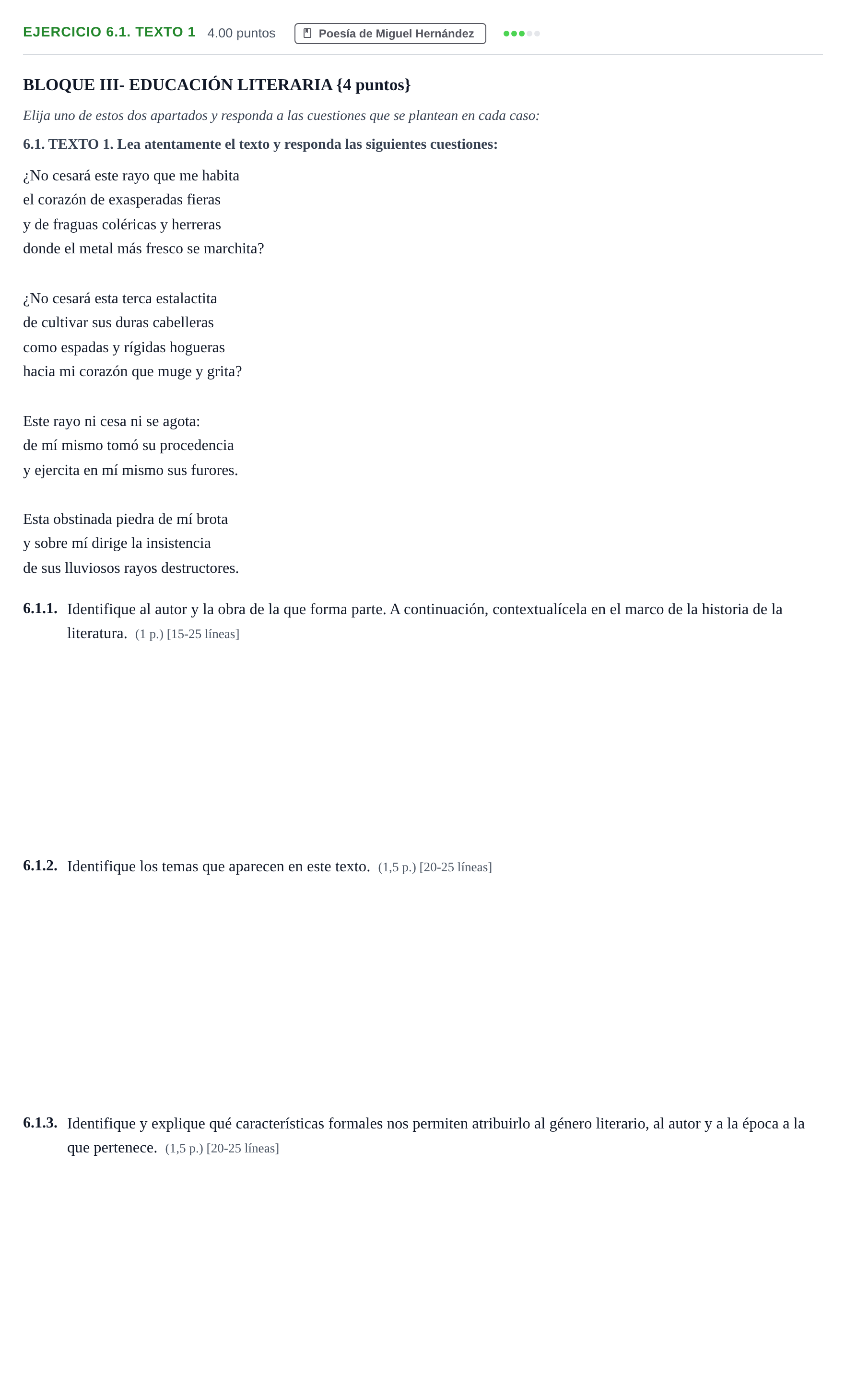 Enunciado: Ejercicio 6.1. TEXTO 1 · Lengua Castellana y Literatura II PAU Murcia Ordinaria 2025