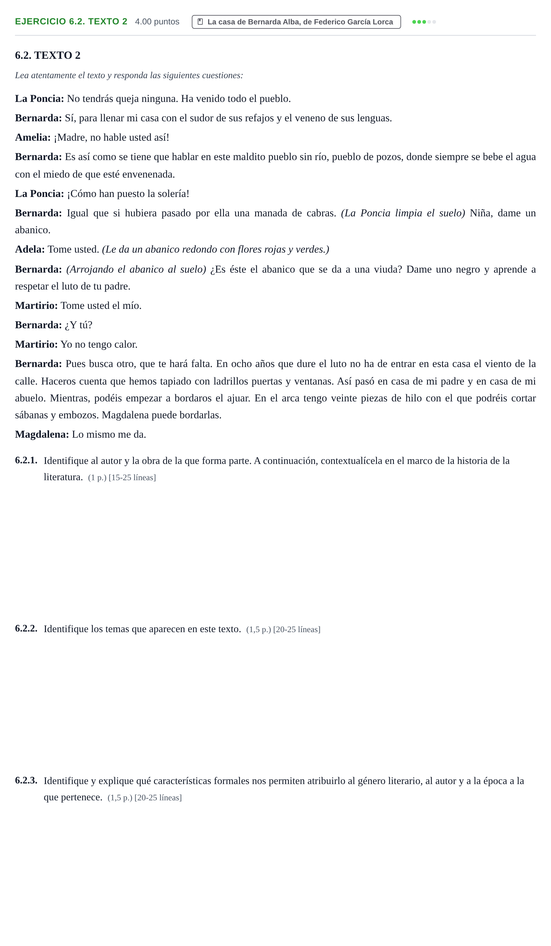 Enunciado: Ejercicio 6.2. TEXTO 2 · Lengua Castellana y Literatura II PAU Murcia Ordinaria 2025