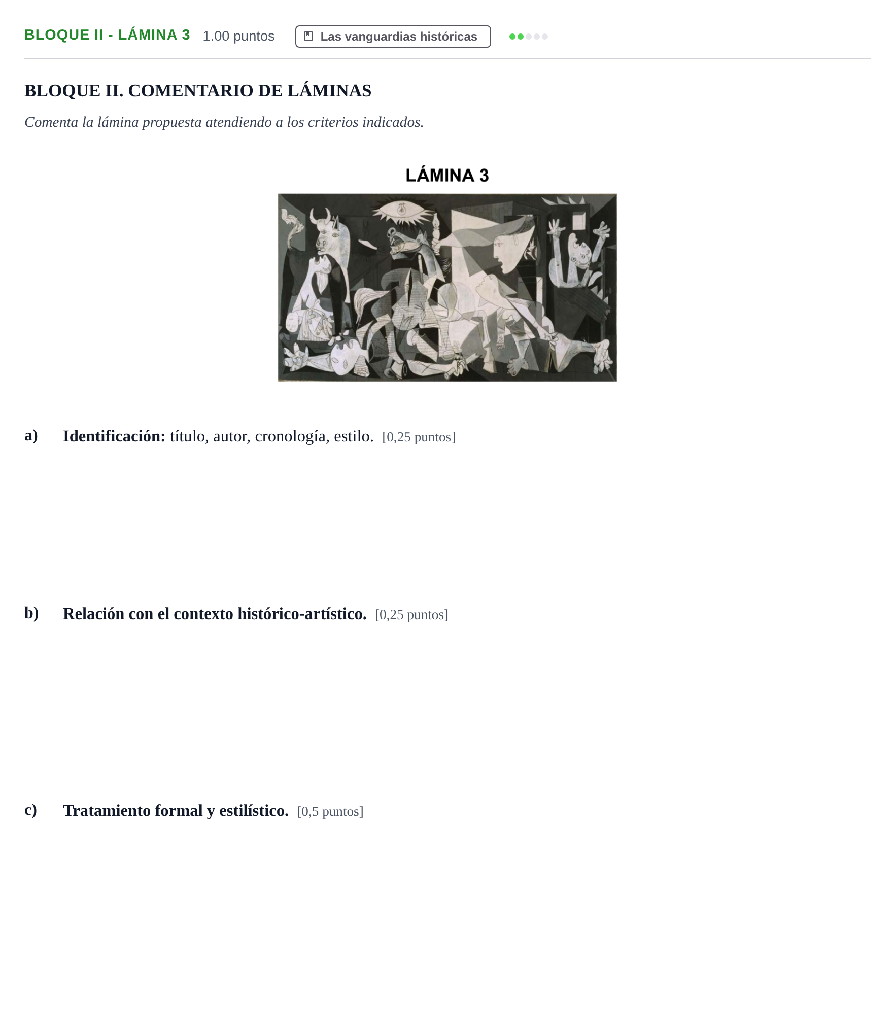 Enunciado: Bloque II - Lámina 3 · Historia del Arte PAU Murcia Ordinaria 2025