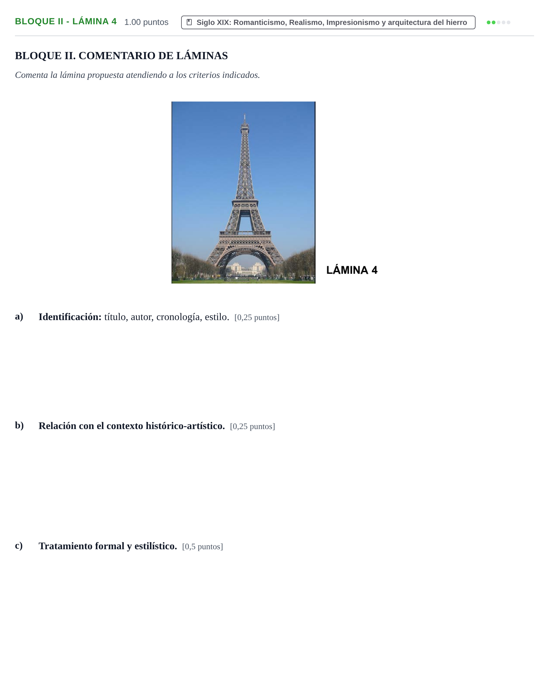 Enunciado: Bloque II - Lámina 4 · Historia del Arte PAU Murcia Ordinaria 2025