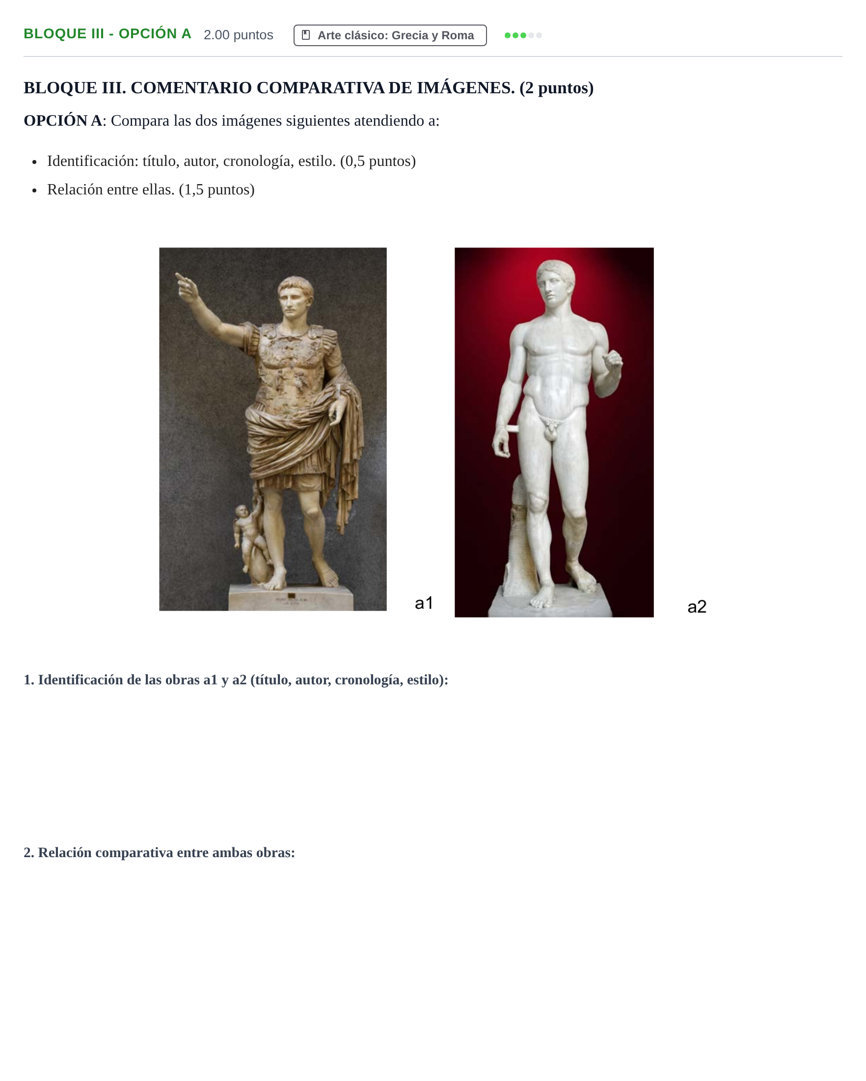 Enunciado: Bloque III - Opción A · Historia del Arte PAU Murcia Ordinaria 2025