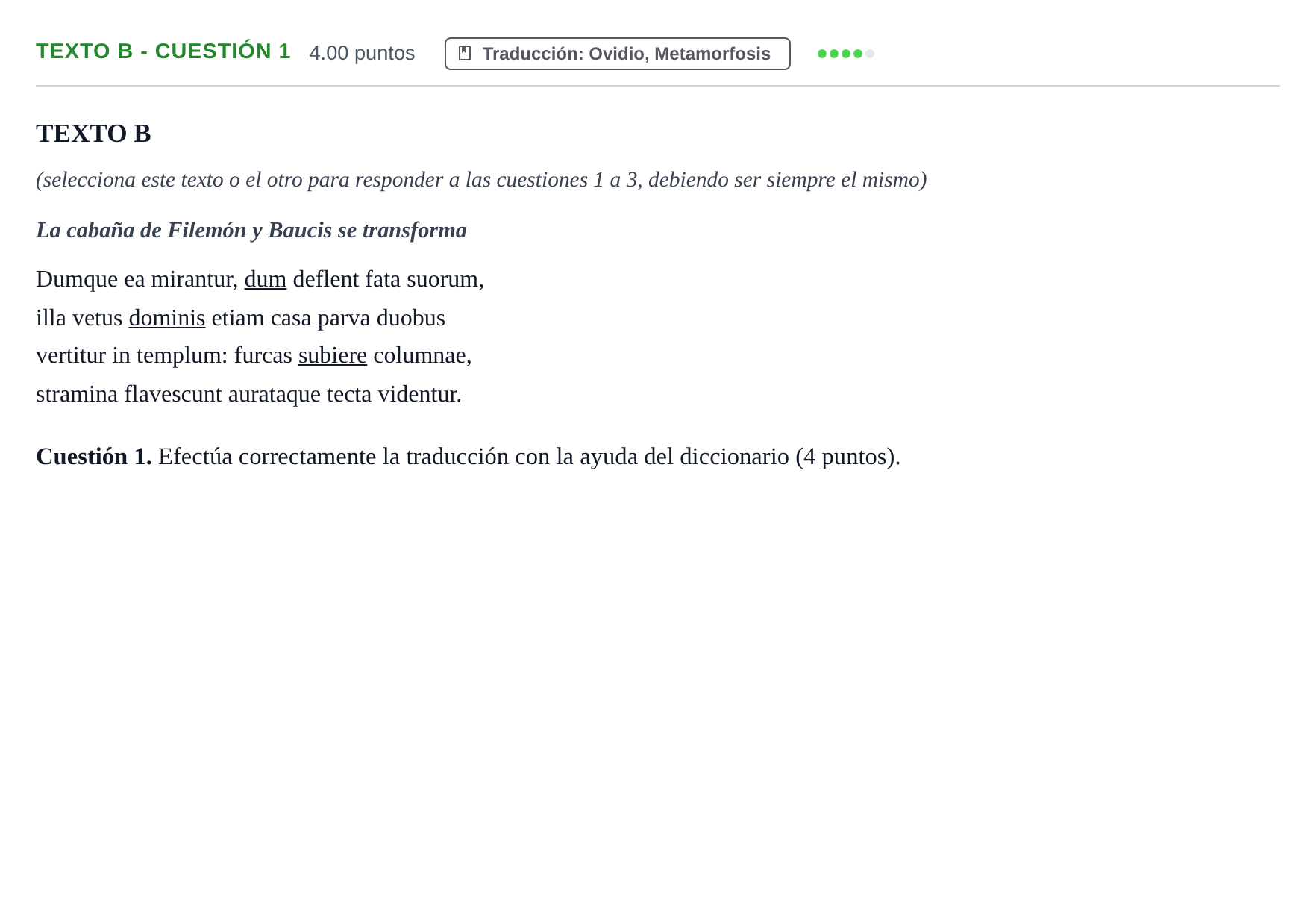 Enunciado: Ejercicio Texto B - Cuestión 1 · Latín II PAU Murcia Ordinaria 2025