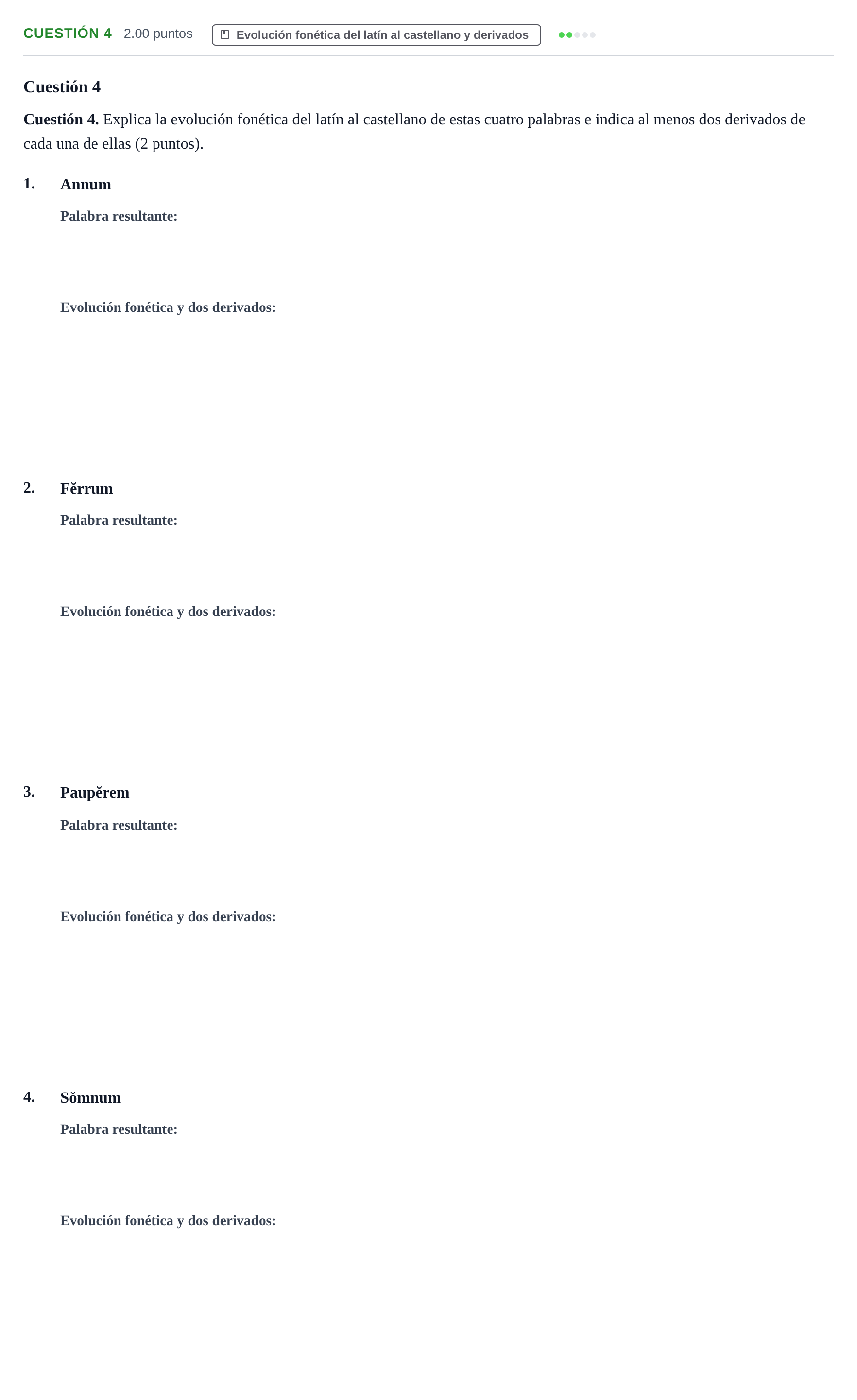 Enunciado: Cuestión 4 · Latín II PAU Murcia Ordinaria 2025