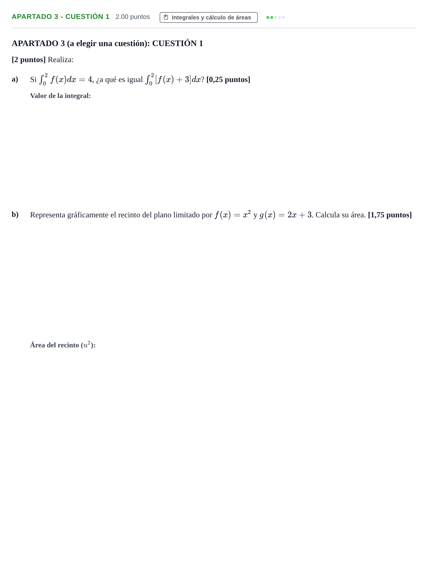 Enunciado: Apartado 3 - Cuestión 1 · Matemáticas aplicadas a las Ciencias Sociales II PAU Murcia Ordinaria 2025