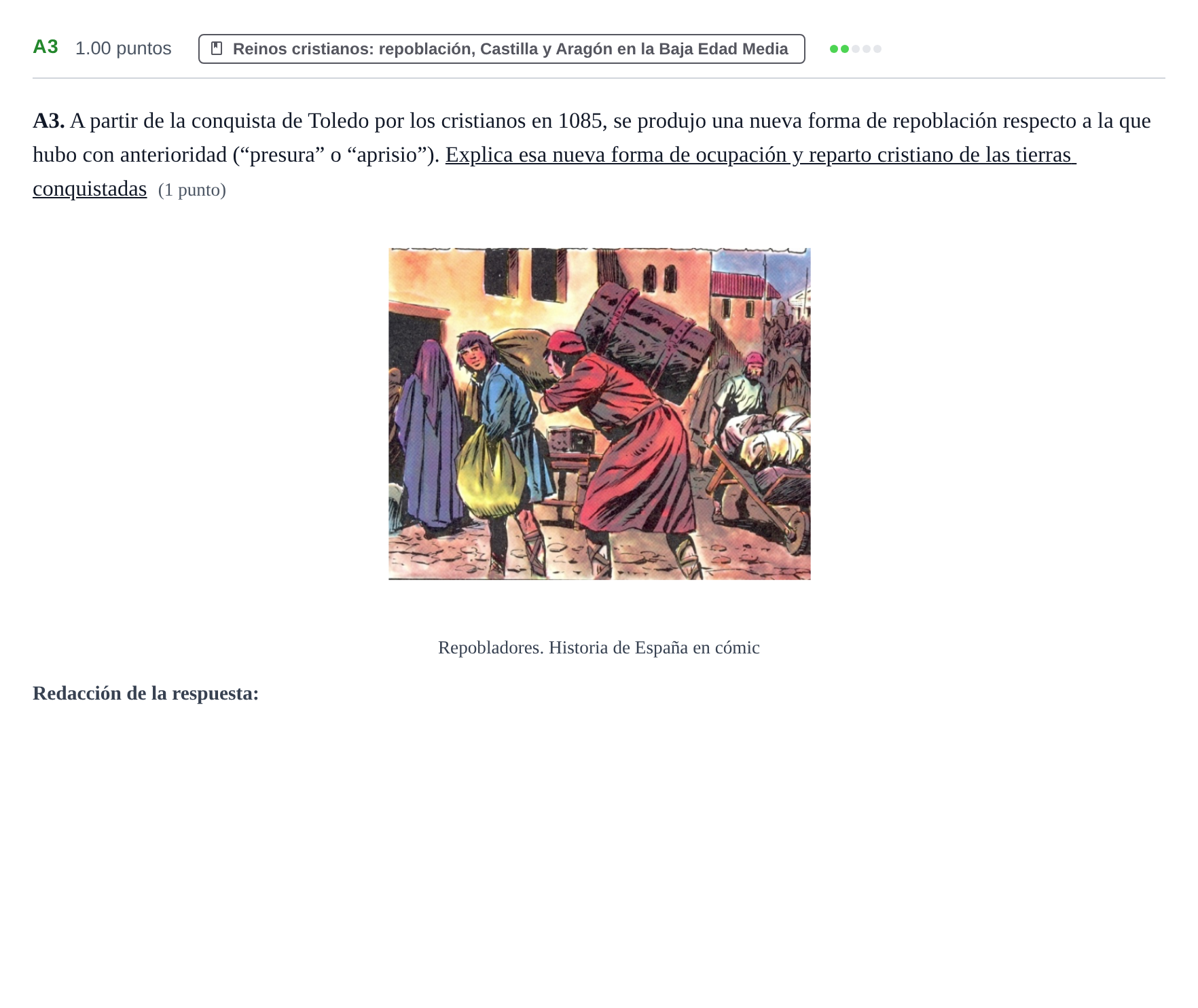 Enunciado: Ejercicio A3 · Historia de España PAU Murcia Ordinaria 2025