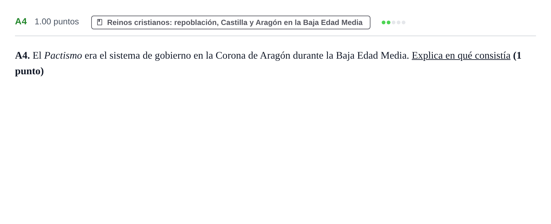 Enunciado: Ejercicio A4 · Historia de España PAU Murcia Ordinaria 2025