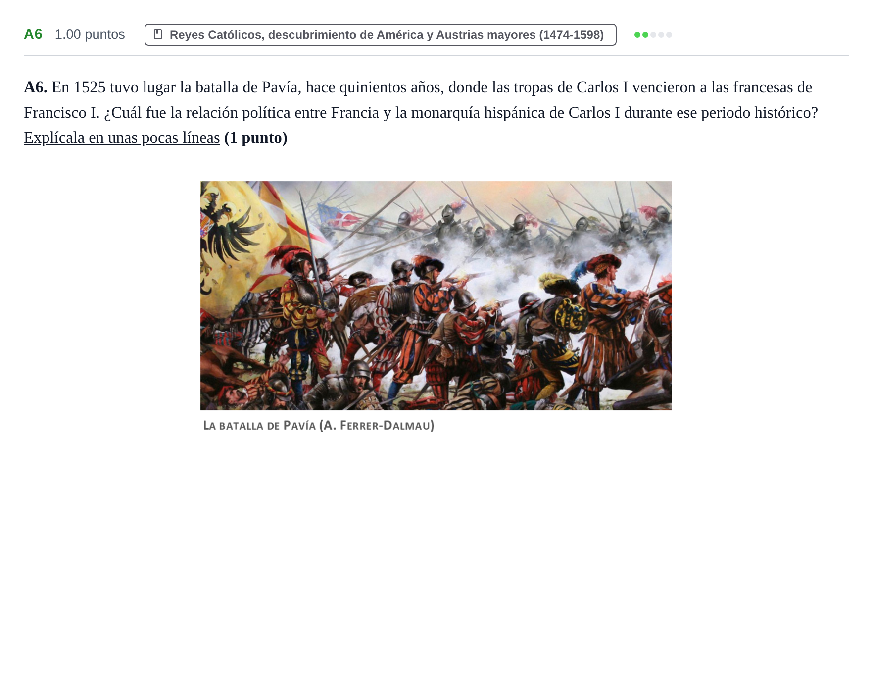 Enunciado: Ejercicio A6 · Historia de España PAU Murcia Ordinaria 2025