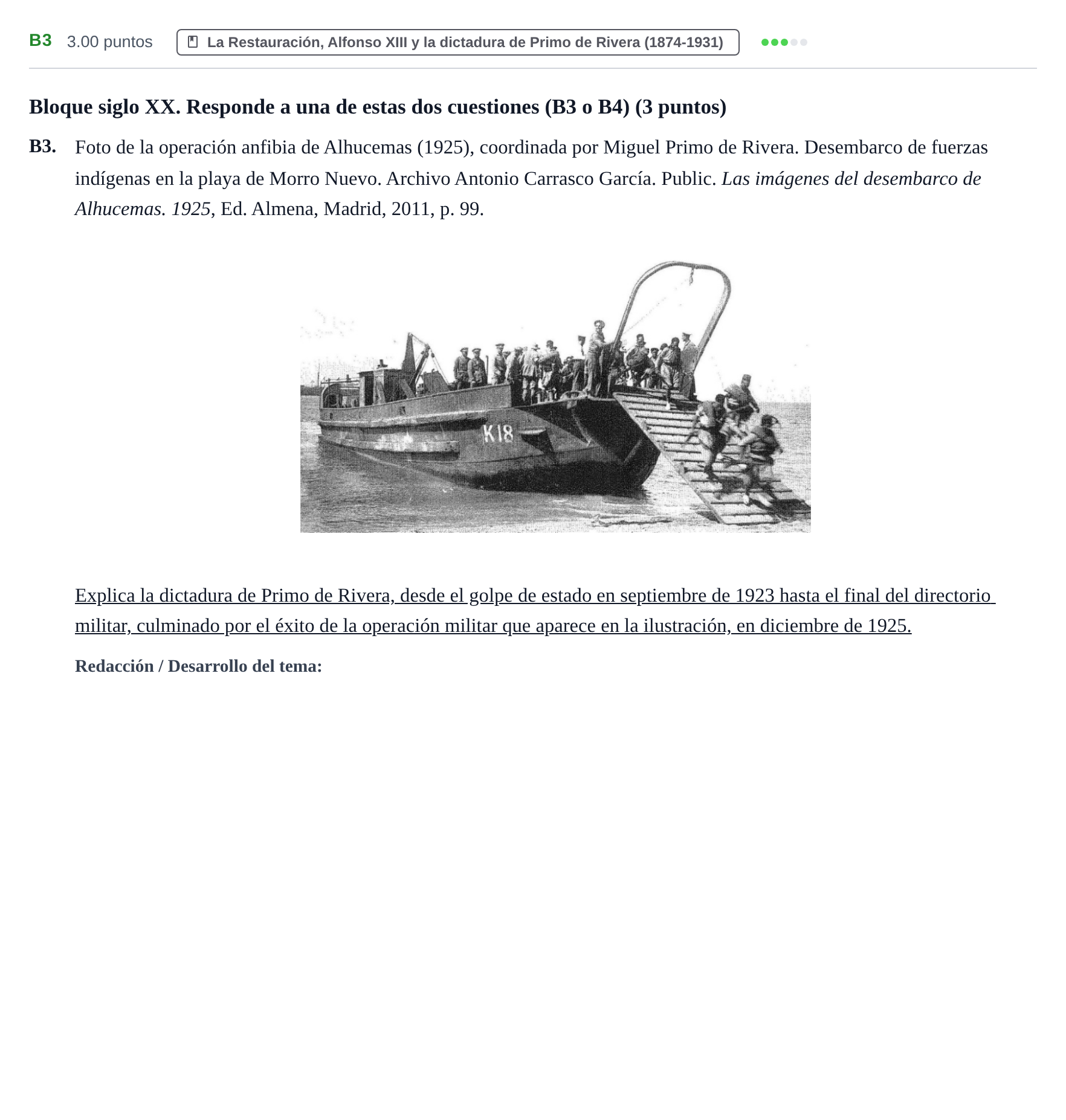 Enunciado: Ejercicio B3 · Historia de España PAU Murcia Ordinaria 2025