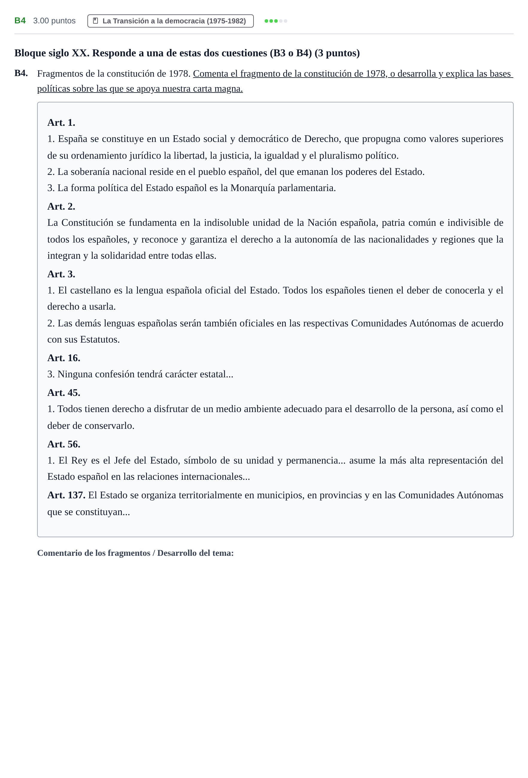 Enunciado: Ejercicio B4 · Historia de España PAU Murcia Ordinaria 2025