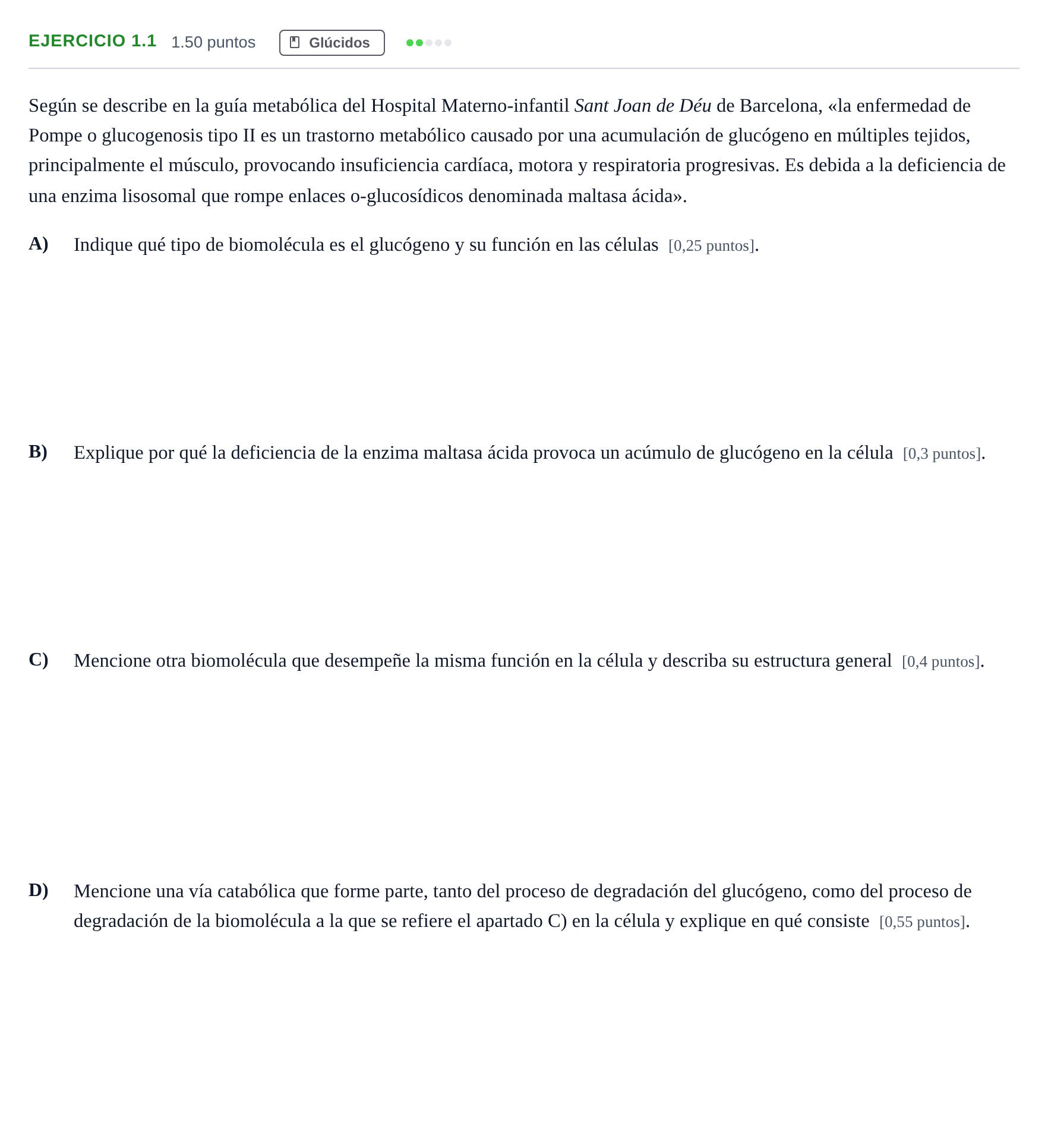 Enunciado: Ejercicio 1.1 · Biología PAU Murcia Extraordinaria 2025