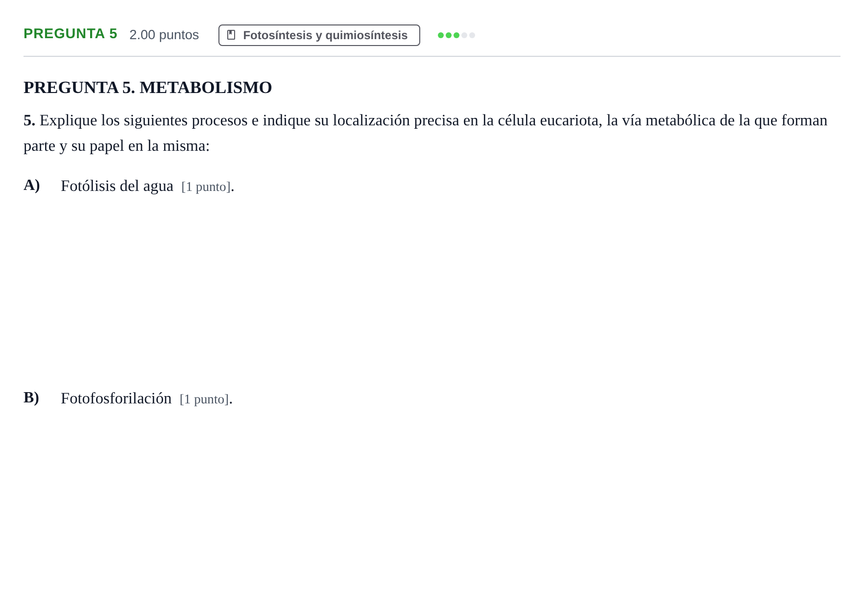 Enunciado: Pregunta 5 · Biología PAU Murcia Extraordinaria 2025