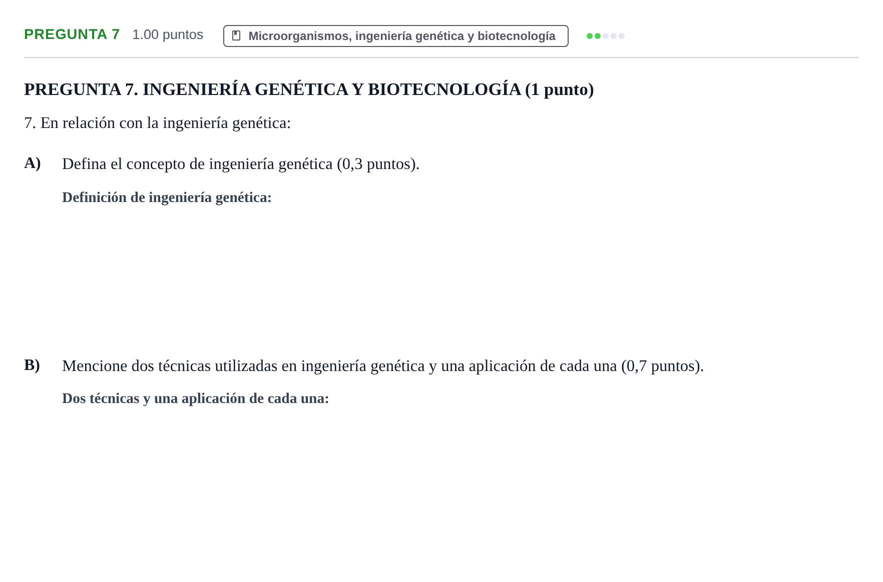 Enunciado: Pregunta 7 · Biología PAU Murcia Extraordinaria 2025