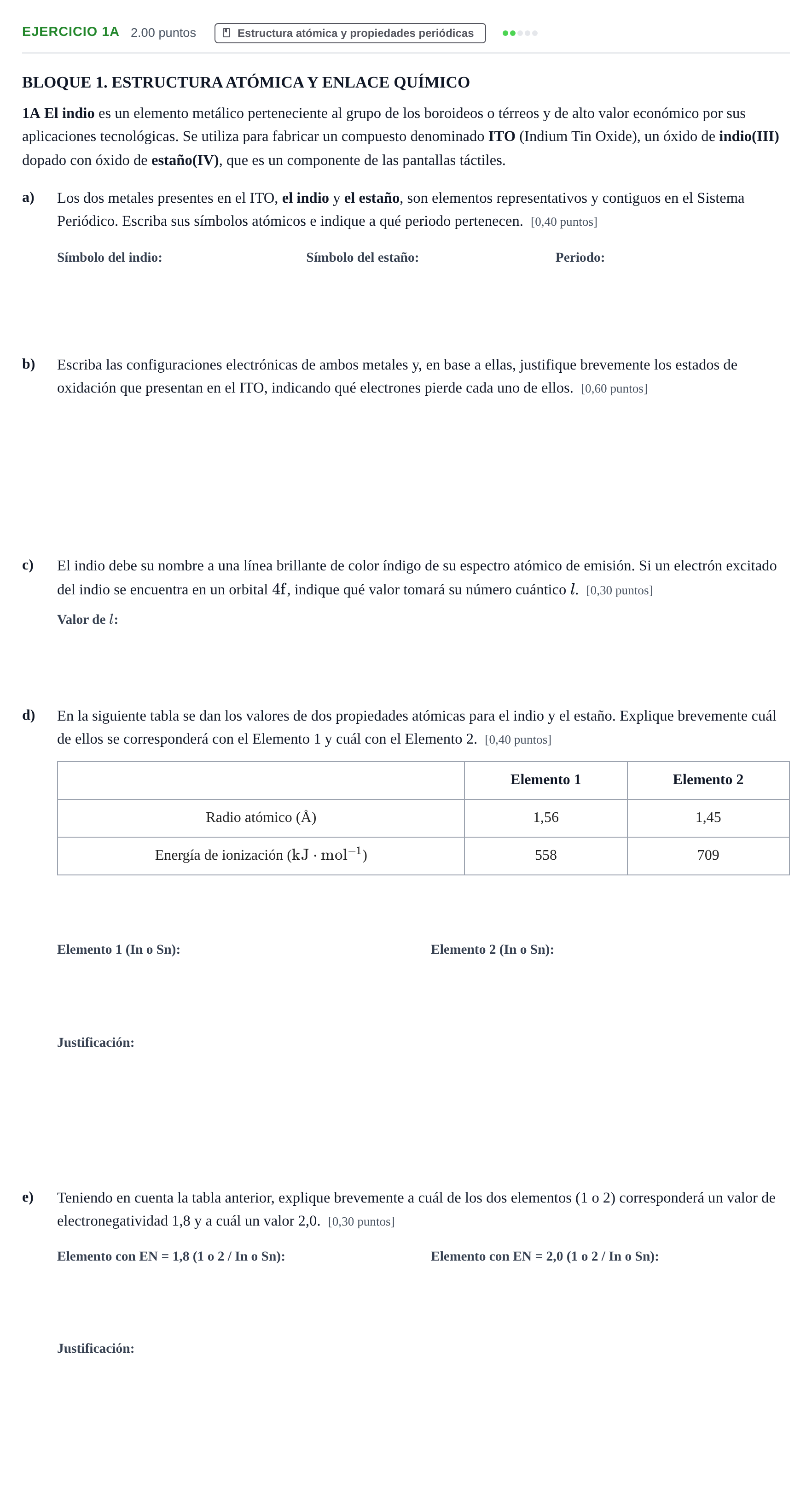 Enunciado: Ejercicio 1A · Química PAU Murcia Ordinaria 2025