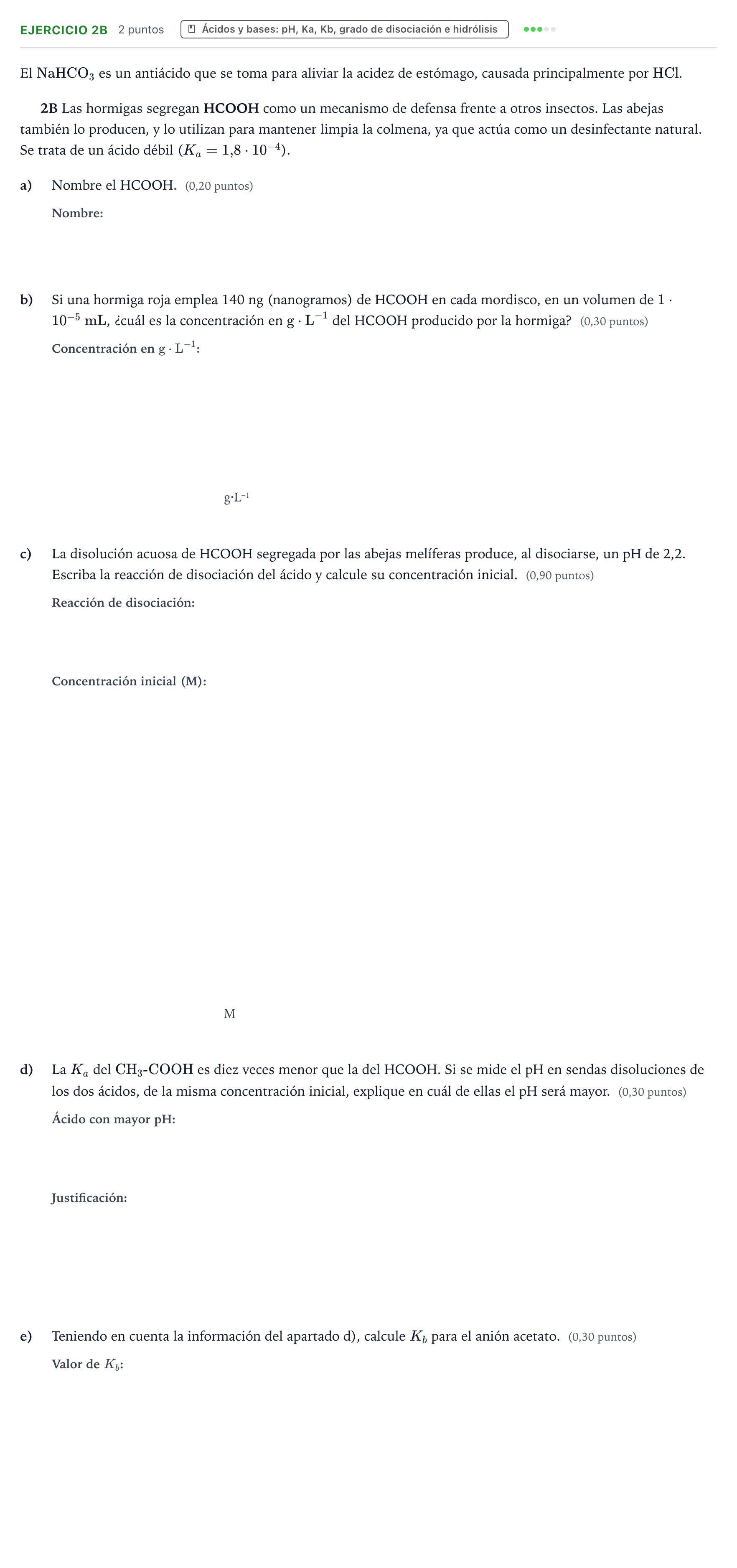 Enunciado: Ejercicio 2B · Química PAU Murcia Ordinaria 2025