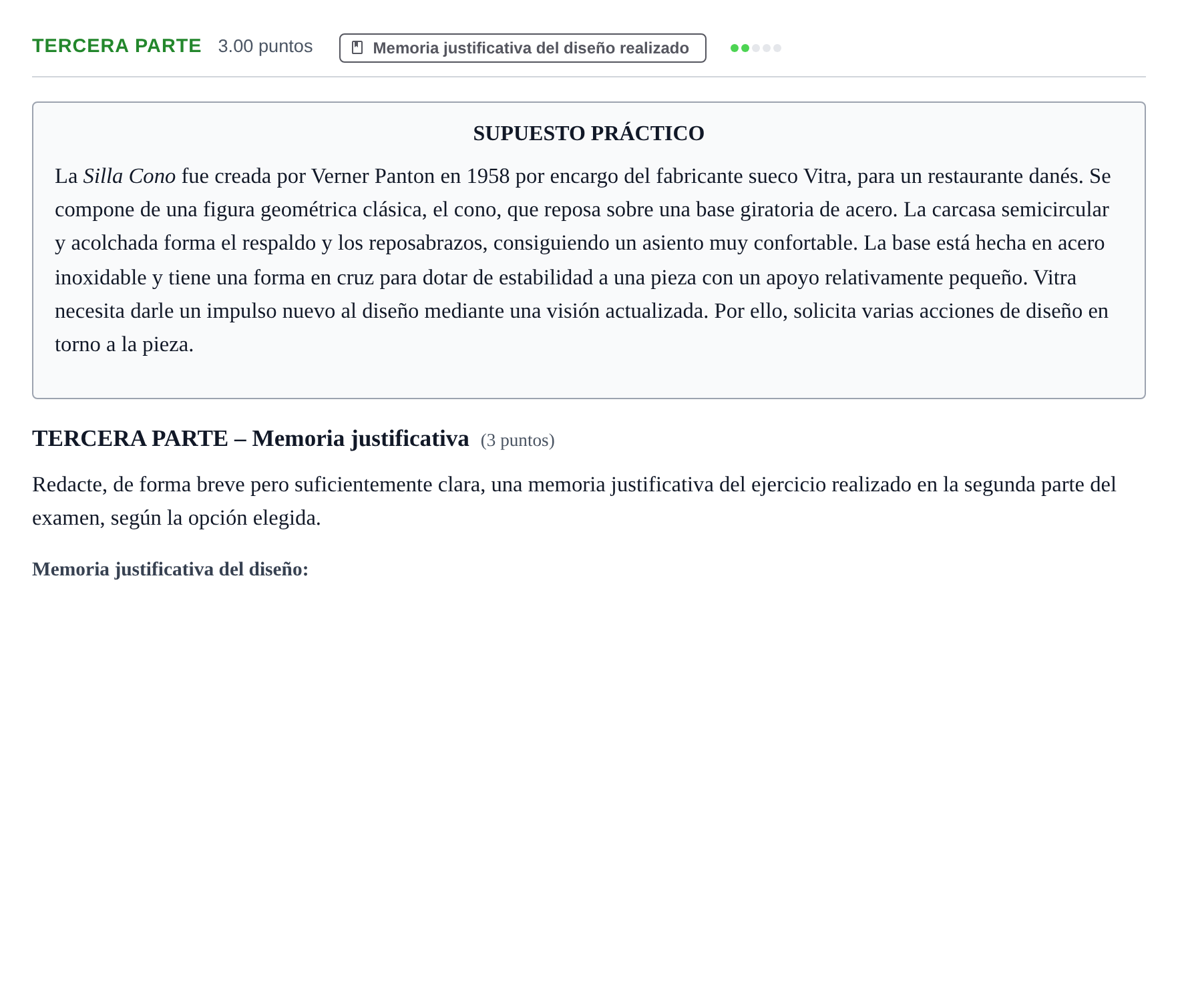 Enunciado: Ejercicio Tercera parte · Diseño PAU Murcia Extraordinaria 2025