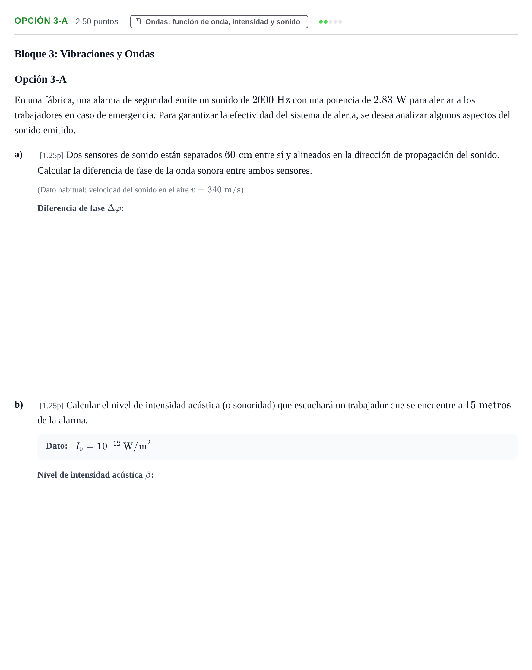 Enunciado: Opción 3-A · Física PAU Murcia Extraordinaria 2025
