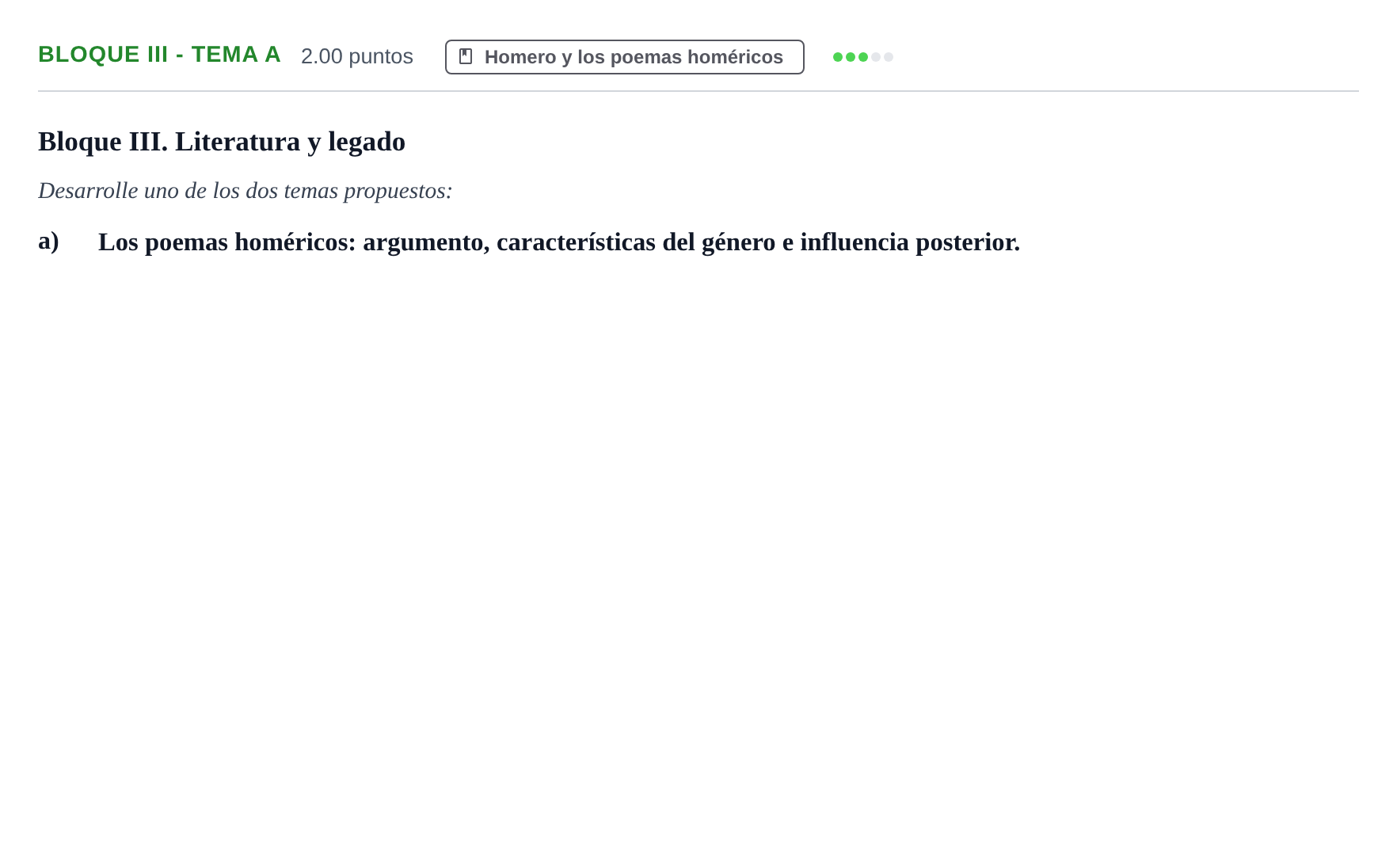 Enunciado: Bloque III - Tema a · Griego II PAU Murcia Extraordinaria 2025
