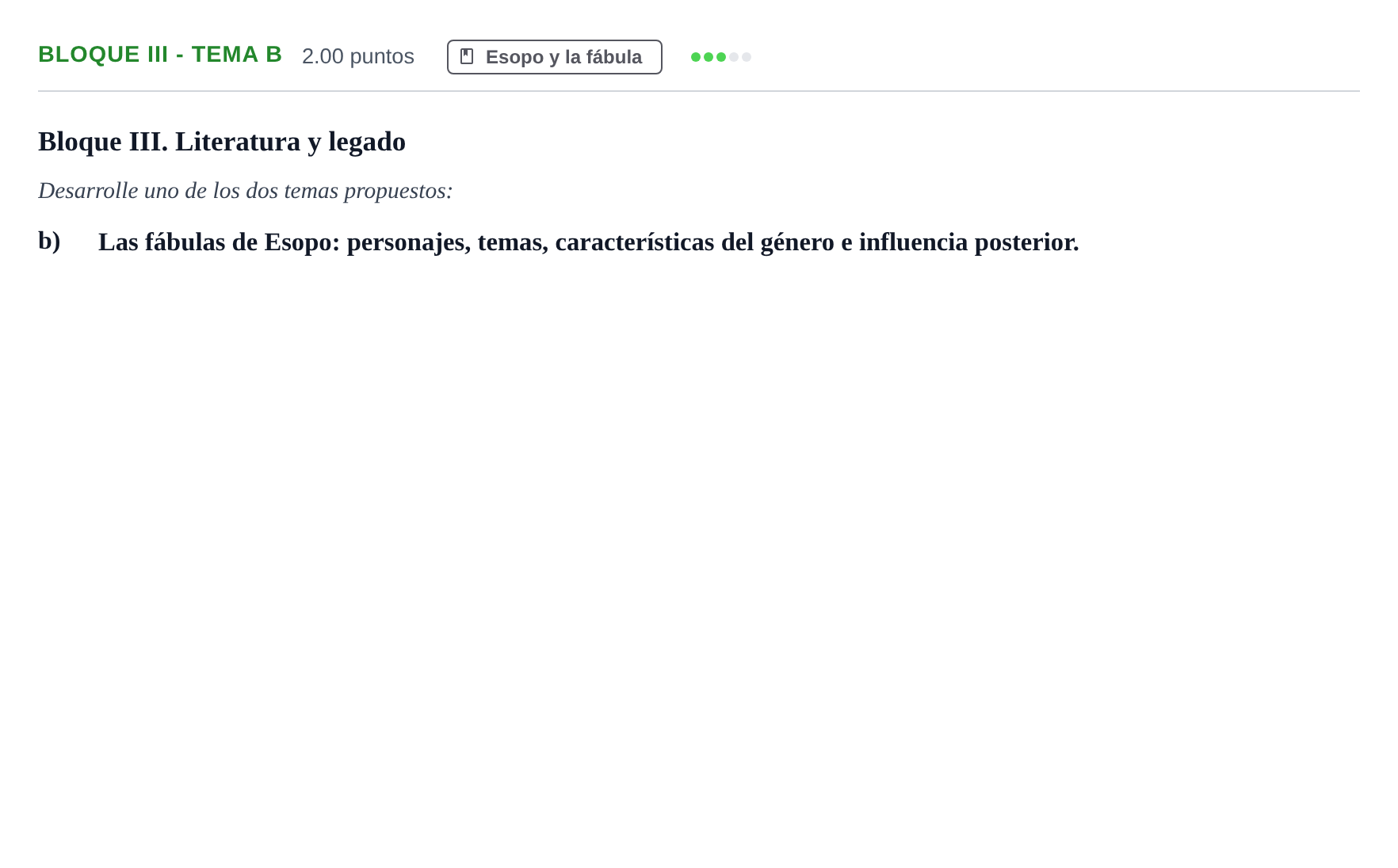 Enunciado: Bloque III - Tema b · Griego II PAU Murcia Extraordinaria 2025