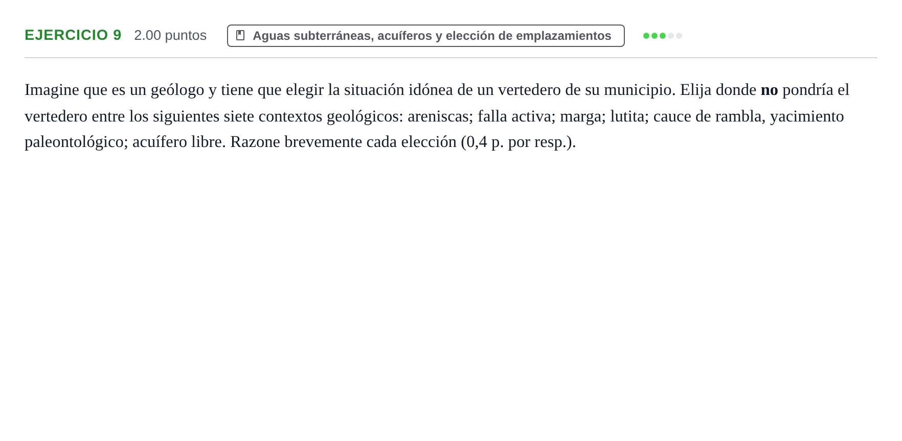 Enunciado: Problema 9 · Geología y Ciencias Ambientales PAU Murcia Extraordinaria 2025