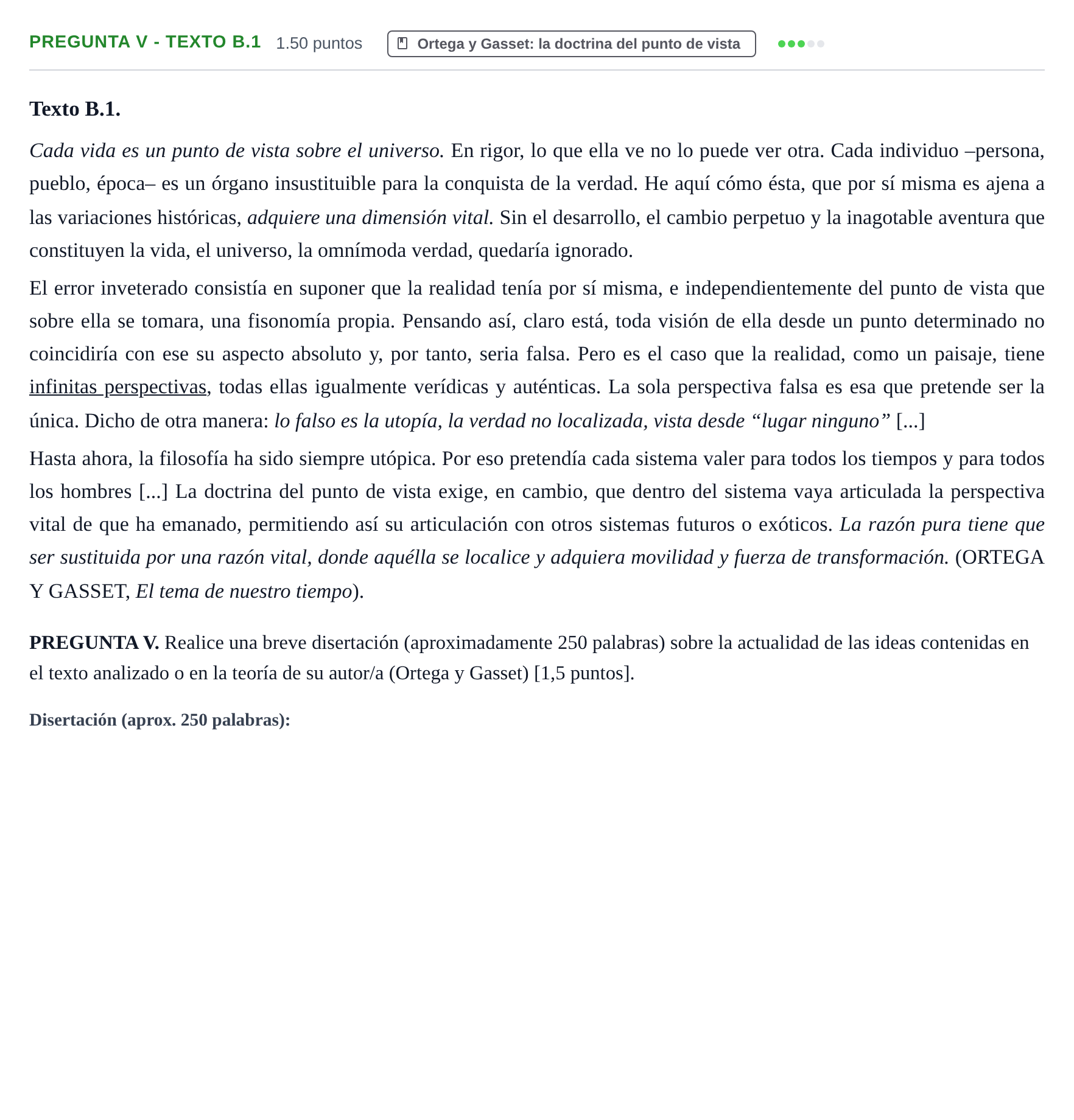 Enunciado: Pregunta V - Texto B.1 · Historia de la Filosofía PAU Murcia Extraordinaria 2025