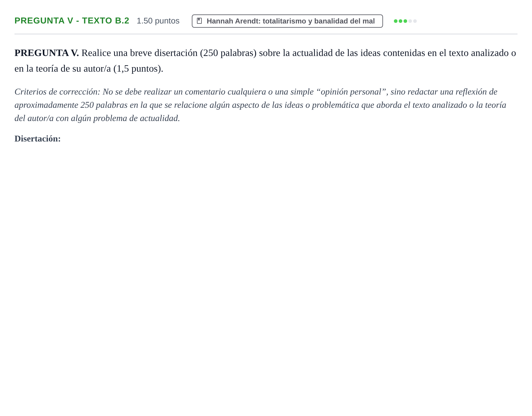 Enunciado: Pregunta V - Texto B.2 · Historia de la Filosofía PAU Murcia Extraordinaria 2025