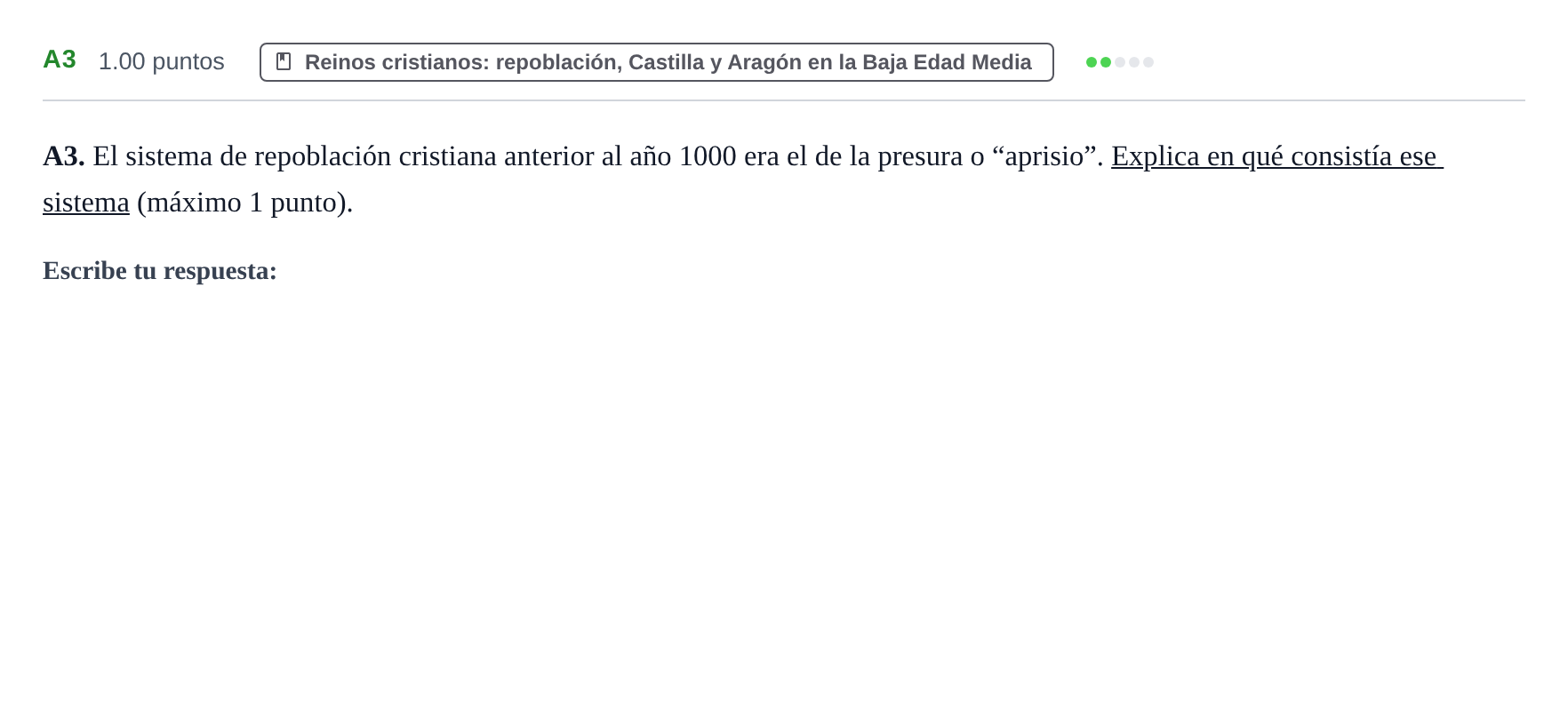 Enunciado: Ejercicio A3 · Historia de España PAU Murcia Extraordinaria 2025