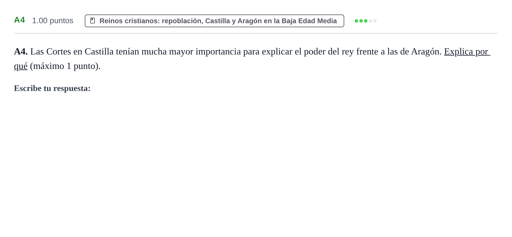 Enunciado: Ejercicio A4 · Historia de España PAU Murcia Extraordinaria 2025