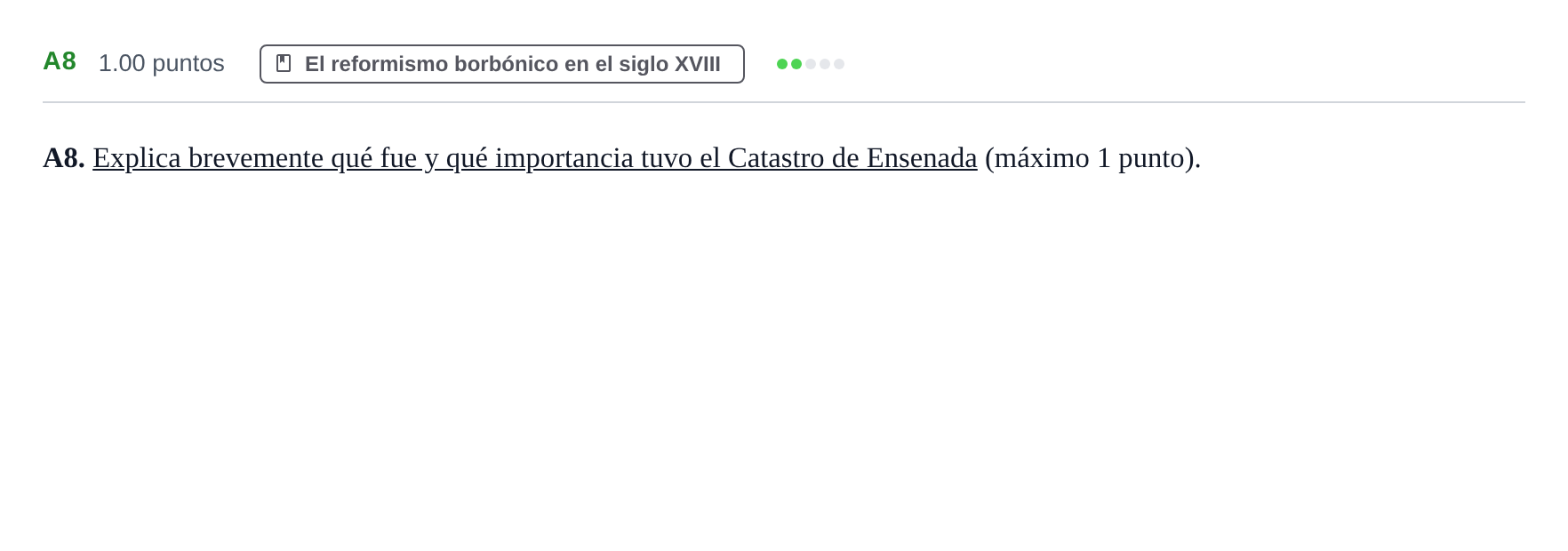 Enunciado: Ejercicio A8 · Historia de España PAU Murcia Extraordinaria 2025