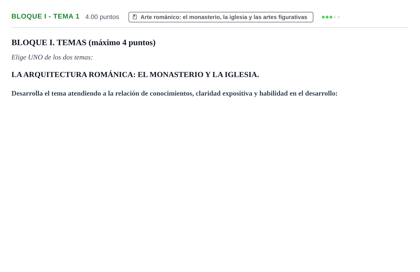 Enunciado: Bloque I - Tema 1 · Historia del Arte PAU Murcia Extraordinaria 2025