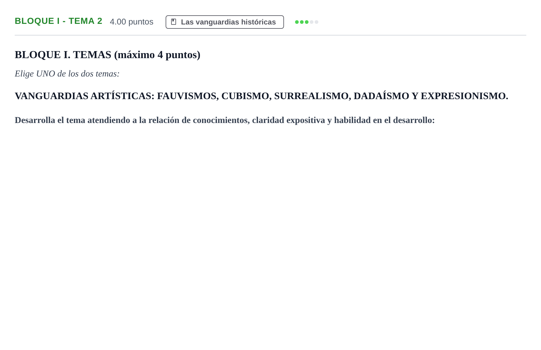 Enunciado: Bloque I - Tema 2 · Historia del Arte PAU Murcia Extraordinaria 2025