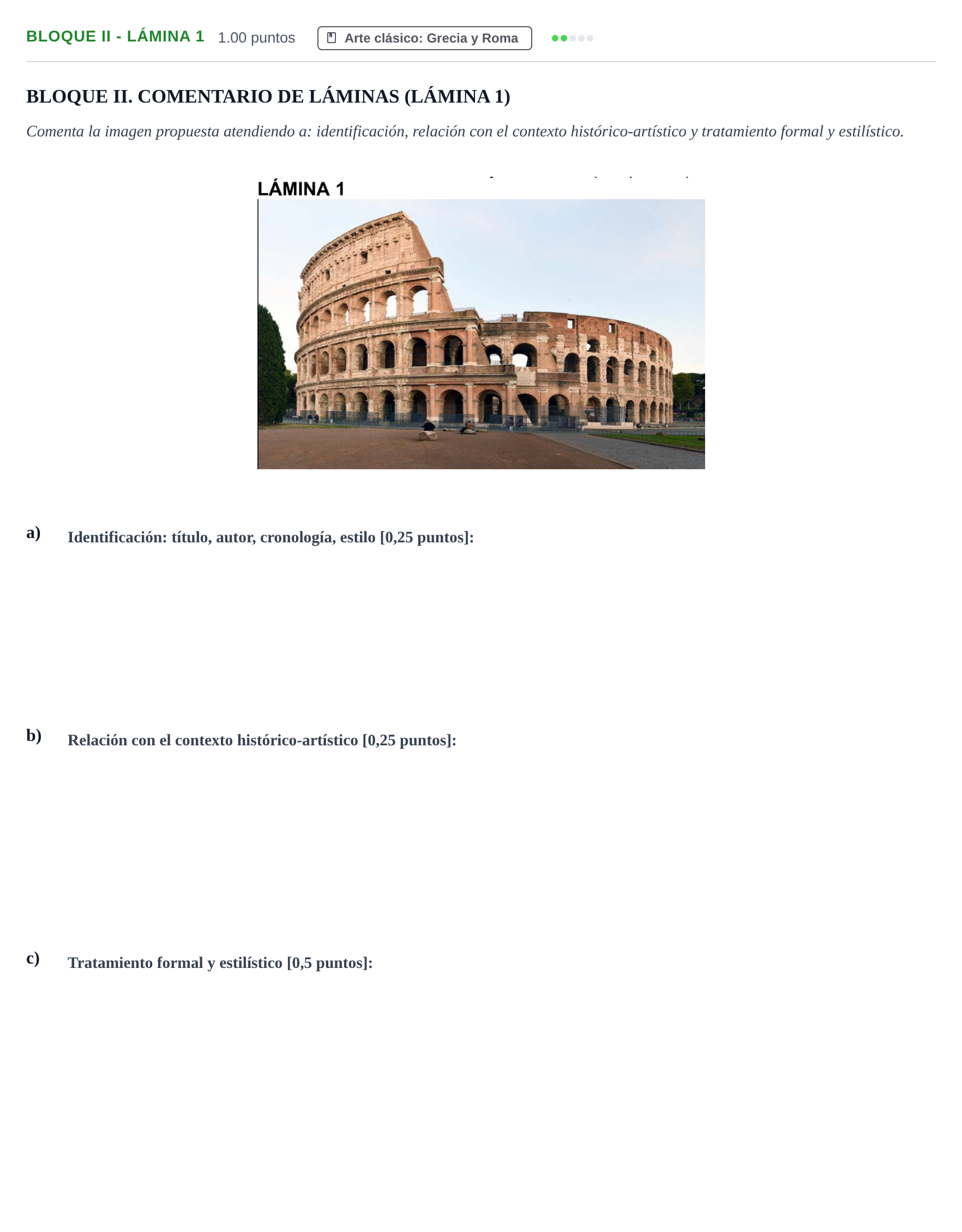 Enunciado: Bloque II - Lámina 1 · Historia del Arte PAU Murcia Extraordinaria 2025