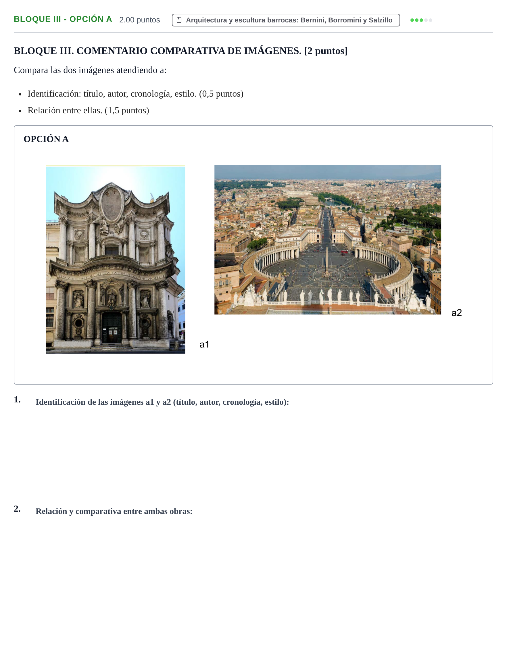 Enunciado: Bloque III - Opción A · Historia del Arte PAU Murcia Extraordinaria 2025