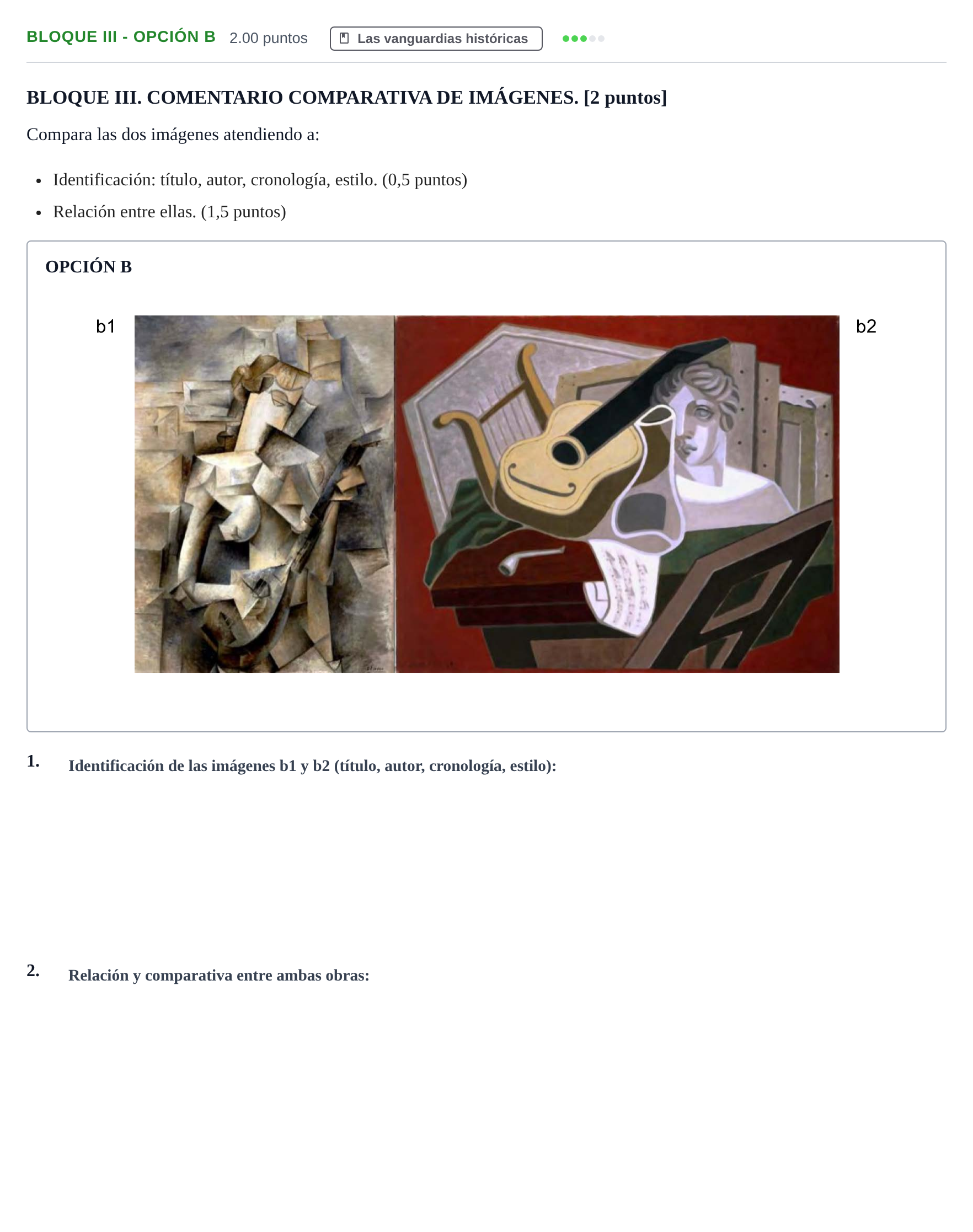 Enunciado: Bloque III - Opción B · Historia del Arte PAU Murcia Extraordinaria 2025