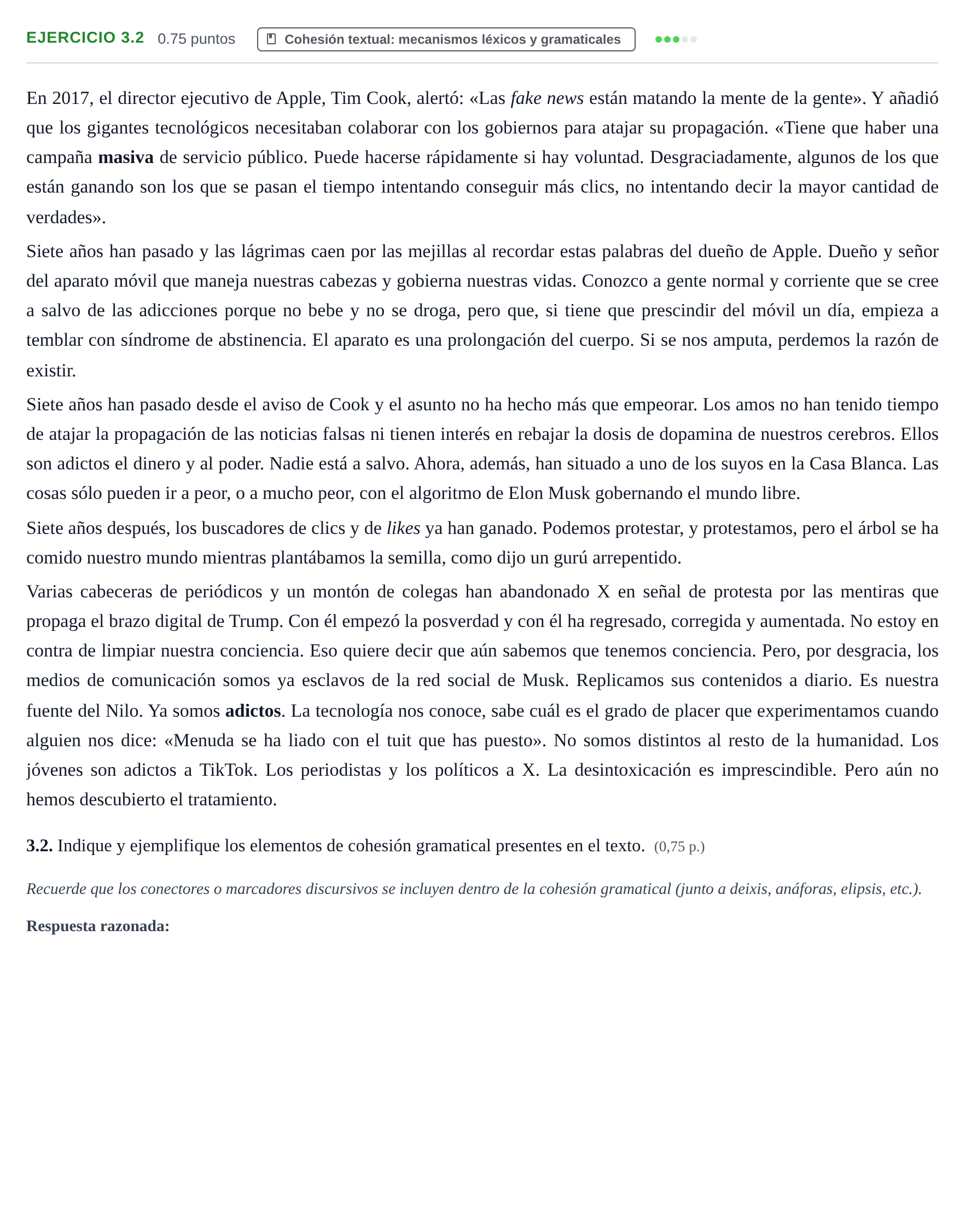 Enunciado: Ejercicio 3.2 · Lengua Castellana y Literatura II PAU Murcia Extraordinaria 2025