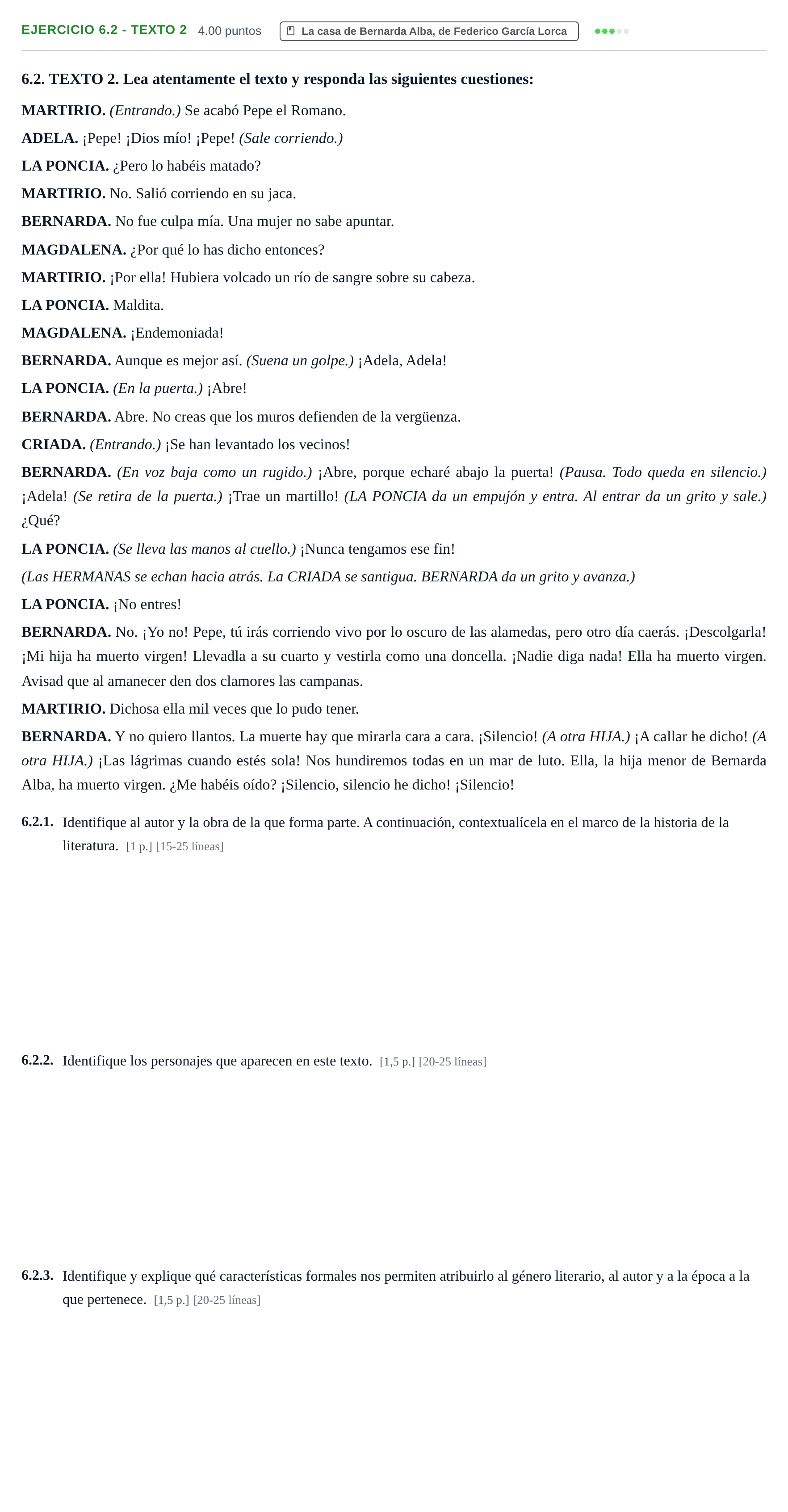 Enunciado: Ejercicio 6.2 - Texto 2 · Lengua Castellana y Literatura II PAU Murcia Extraordinaria 2025