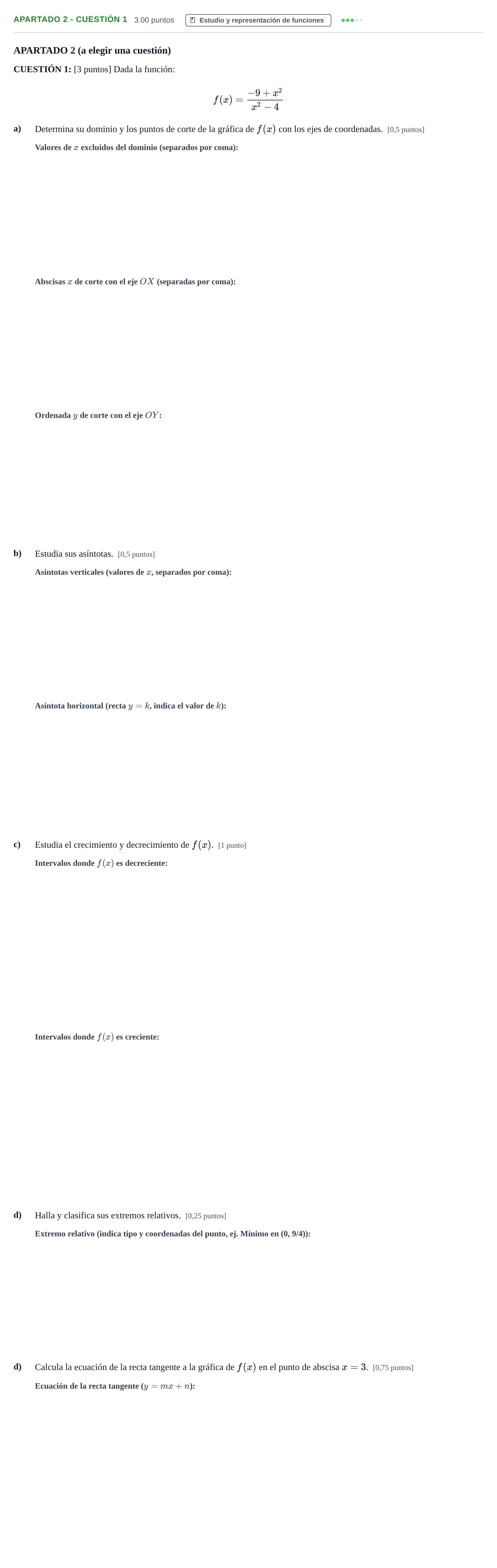 Enunciado: Apartado 2 - Cuestión 1 · Matemáticas aplicadas a las Ciencias Sociales II PAU Murcia Extraordinaria 2025