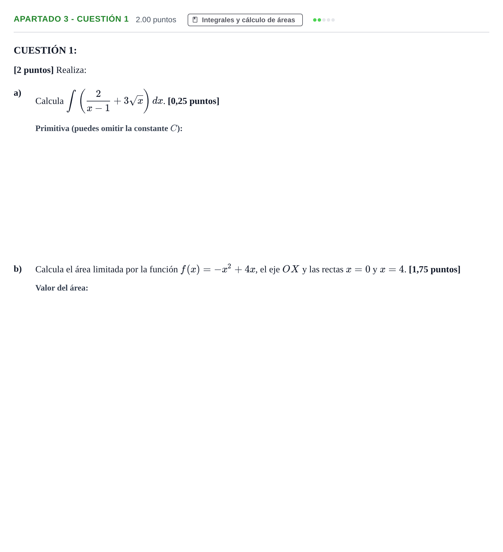 Enunciado: Apartado 3 - Cuestión 1 · Matemáticas aplicadas a las Ciencias Sociales II PAU Murcia Extraordinaria 2025