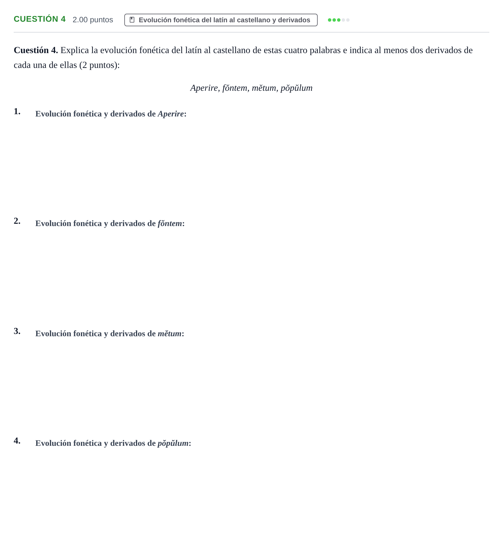 Enunciado: Cuestión 4 · Latín II PAU Murcia Extraordinaria 2025