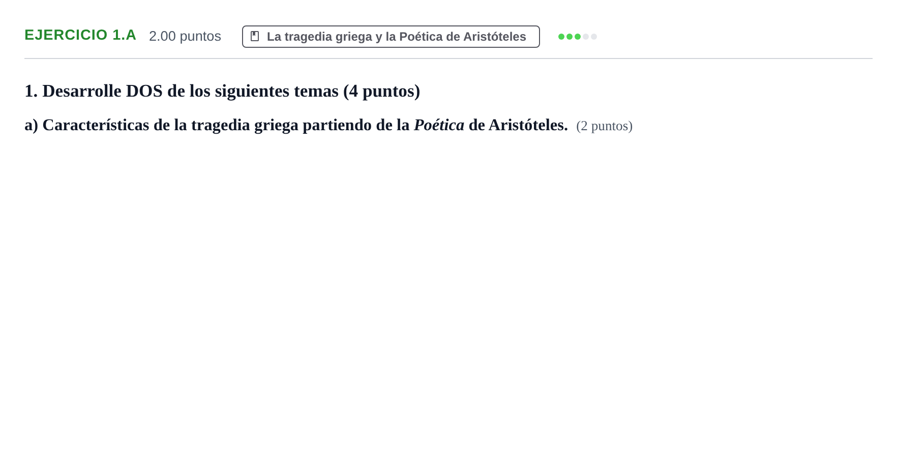 Enunciado: Ejercicio 1.a · Artes Escénicas PAU Navarra Ordinaria 2024