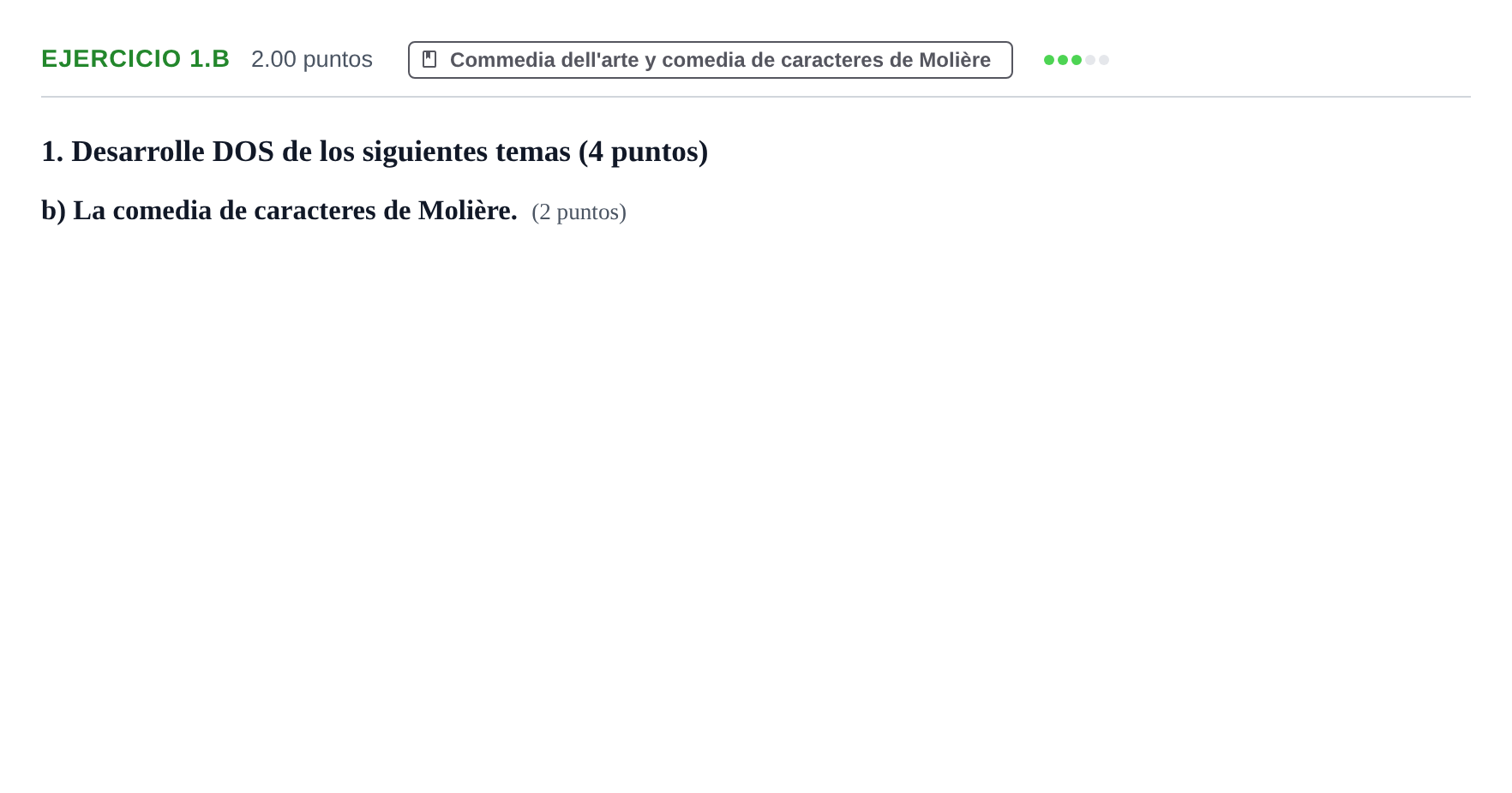 Enunciado: Ejercicio 1.b · Artes Escénicas PAU Navarra Ordinaria 2024