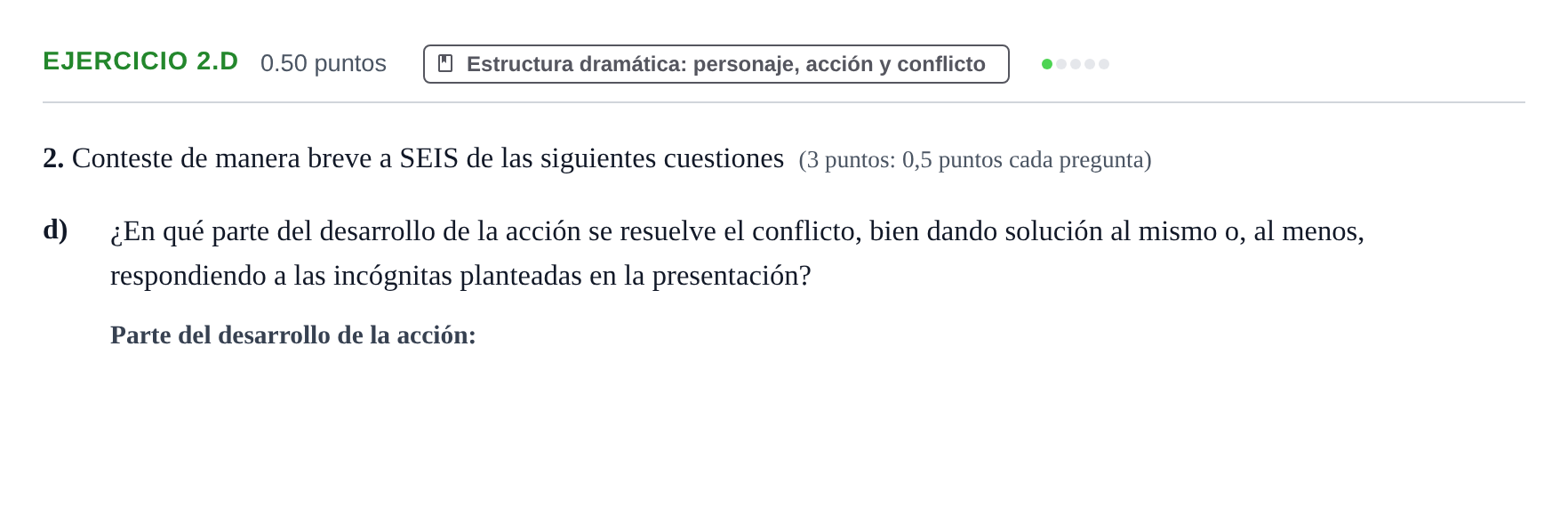 Enunciado: Ejercicio 2.d · Artes Escénicas PAU Navarra Ordinaria 2024