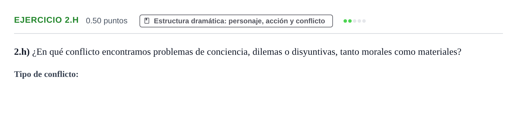 Enunciado: Ejercicio 2.h · Artes Escénicas PAU Navarra Ordinaria 2024
