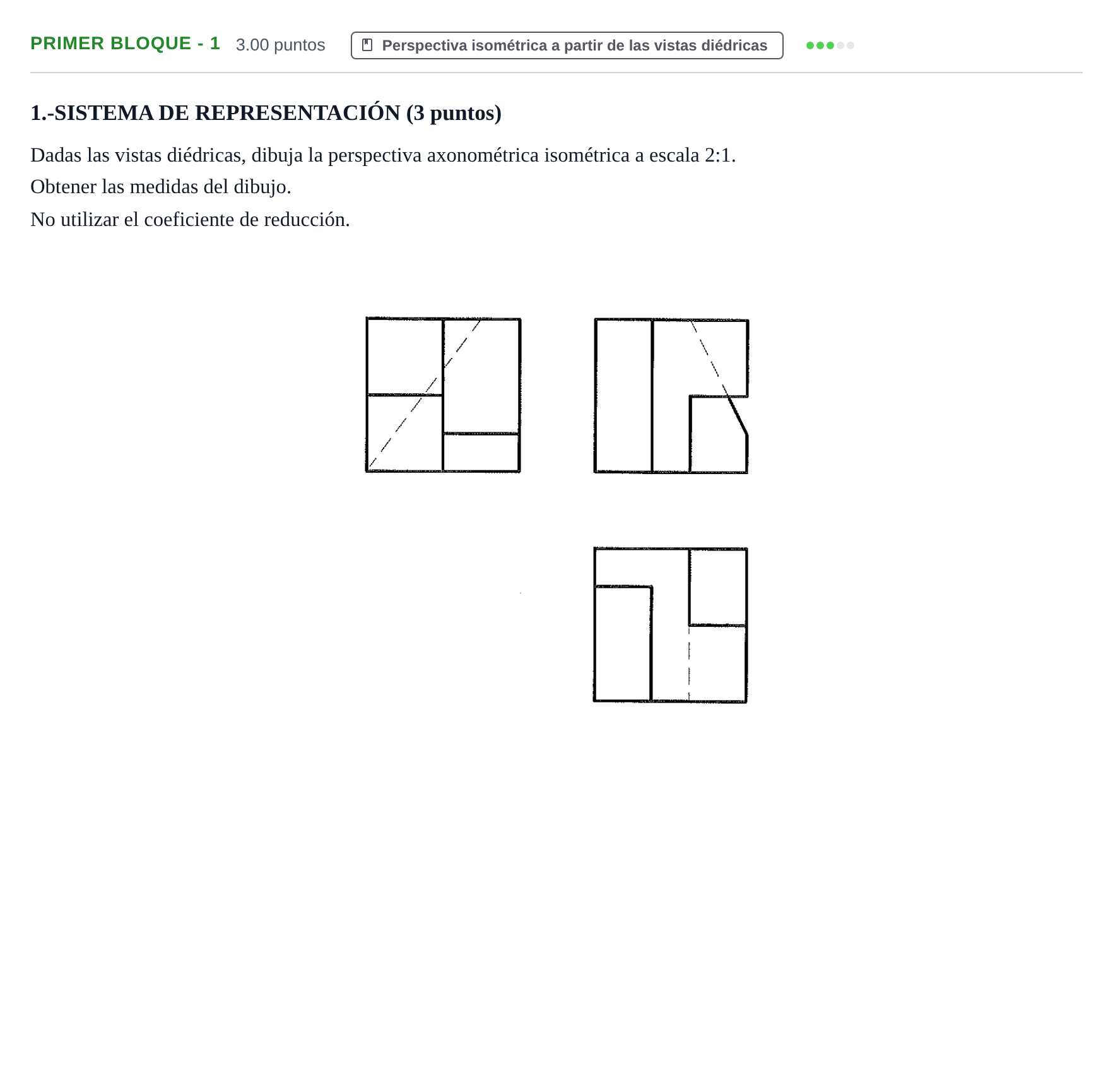 Enunciado: Ejercicio Primer bloque - 1 · Dibujo técnico II PAU Navarra Ordinaria 2024