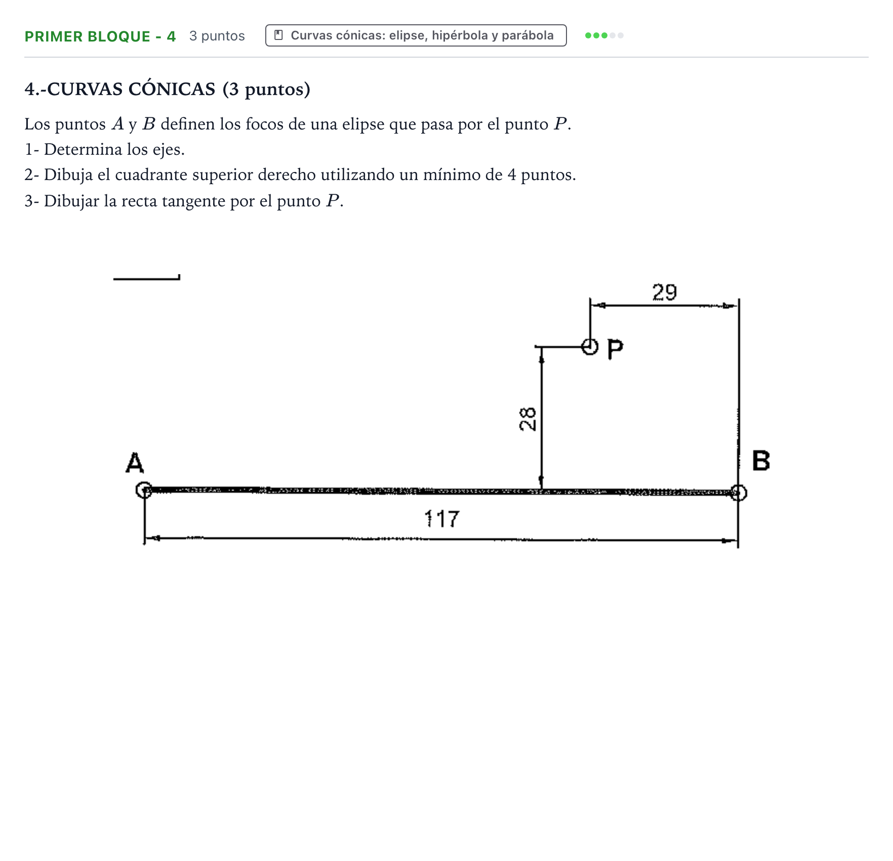 Enunciado: Ejercicio Primer bloque - 4 · Dibujo técnico II PAU Navarra Ordinaria 2024