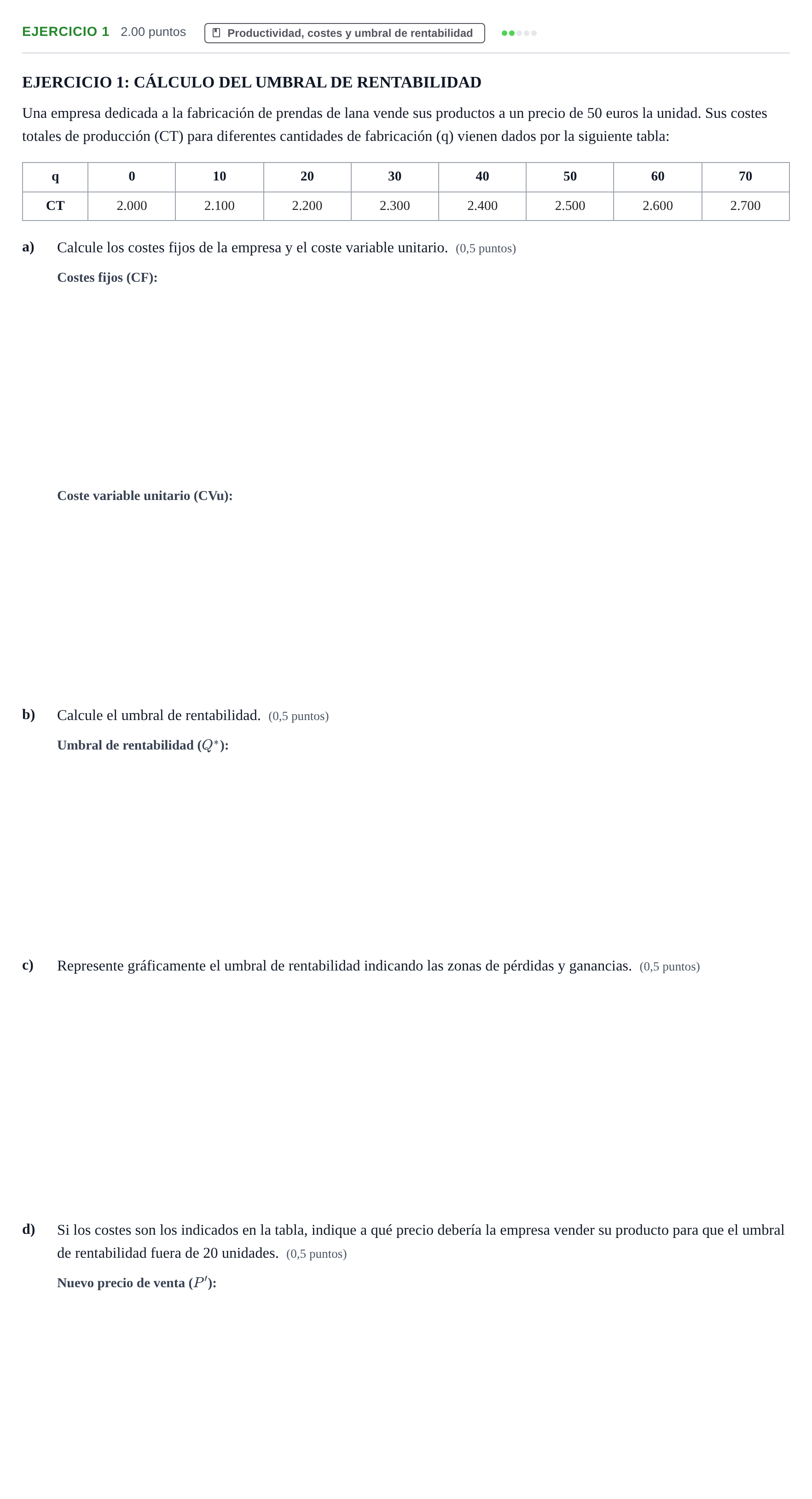Enunciado: Ejercicio 1 · Empresa y Diseño de Modelos de Negocio PAU Navarra Ordinaria 2024